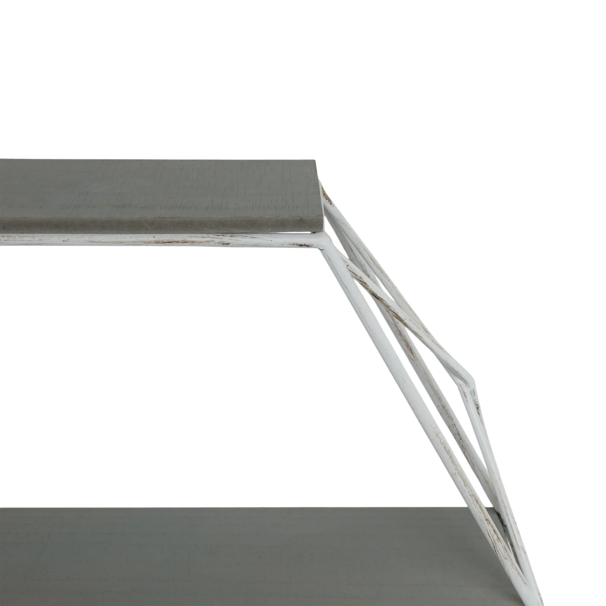 Metal/wood 3 Tier Hexagon Wall Shelf, Gray/white - Image 5