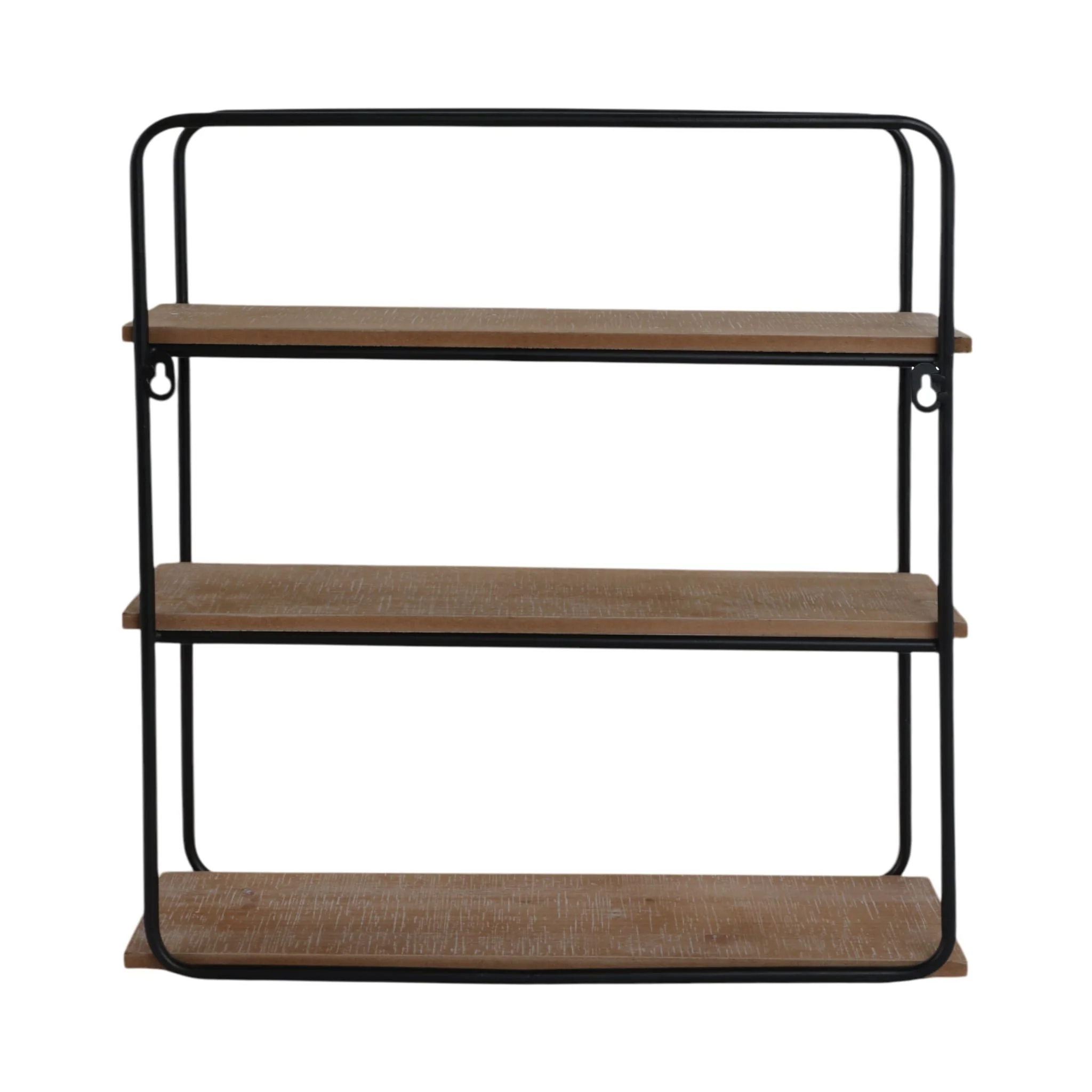 Metal/wood 3 Tier Wall Shelf, Brown/black - Image 6