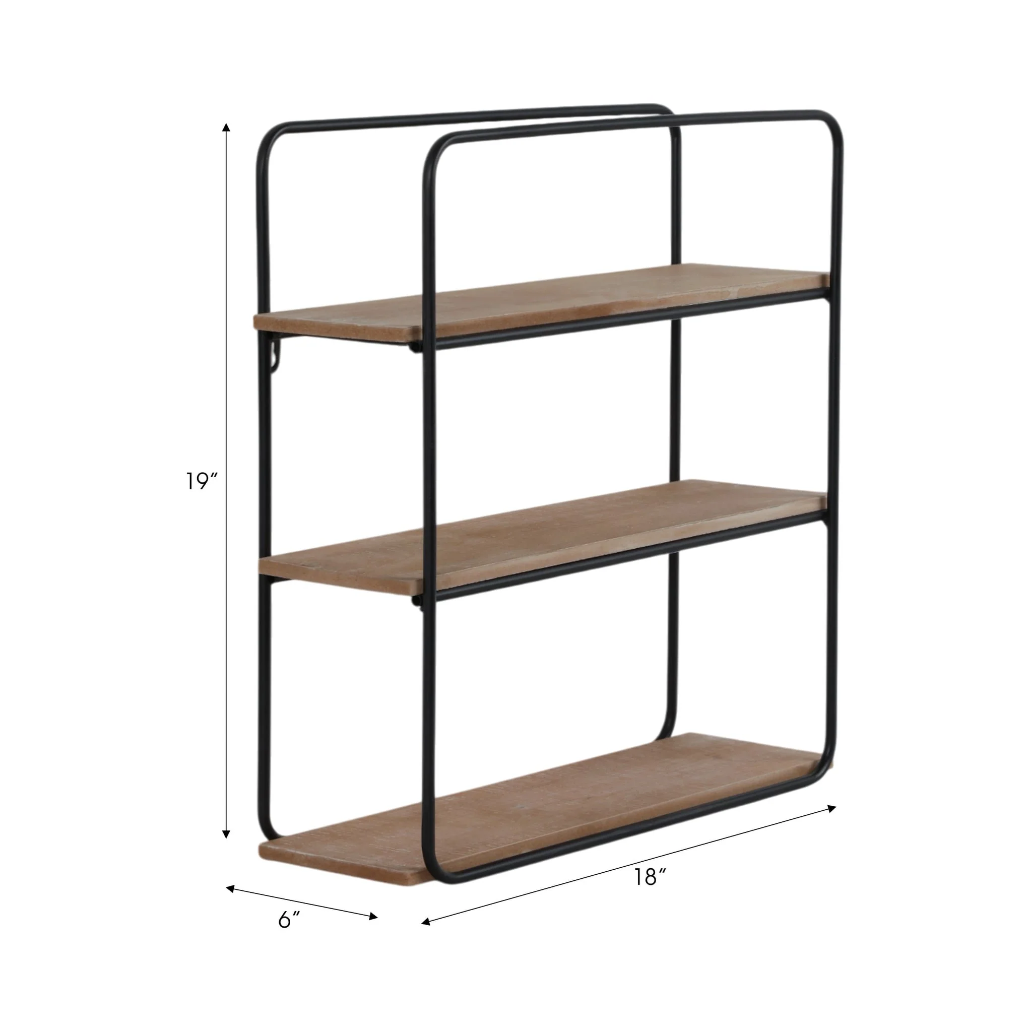 Metal/wood 3 Tier Wall Shelf, Brown/black - Image 7