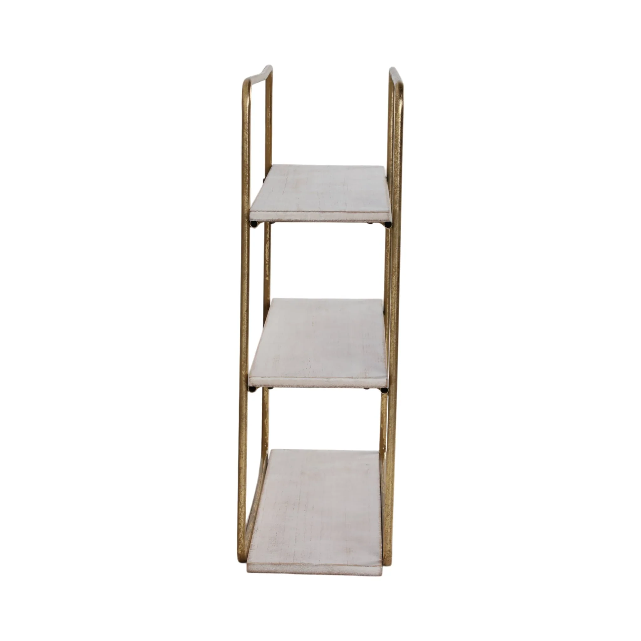 Metal / Wood 3 Tier Wall Shelf, Gold - Image 3