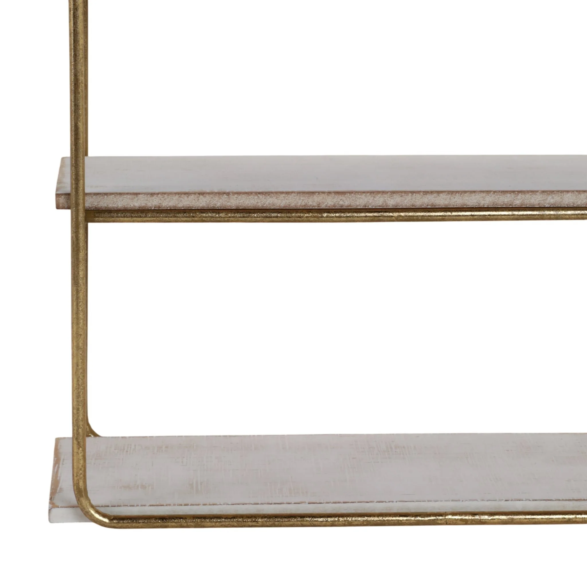 Metal / Wood 3 Tier Wall Shelf, Gold - Image 4