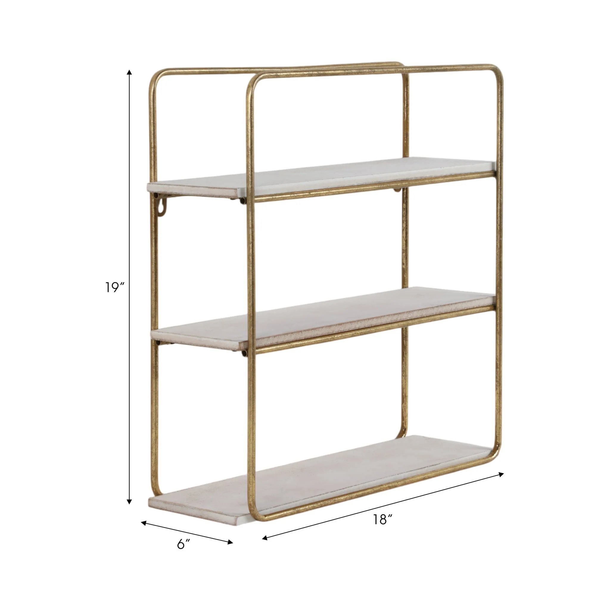 Metal / Wood 3 Tier Wall Shelf, Gold - Image 7
