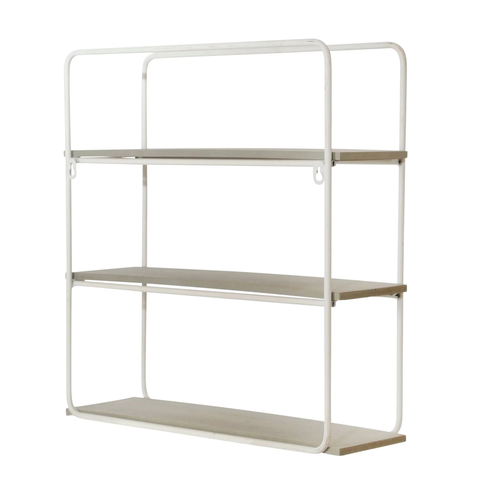 Metal/wood 3 Tier Wall Shelf, Gray/white - Image 3