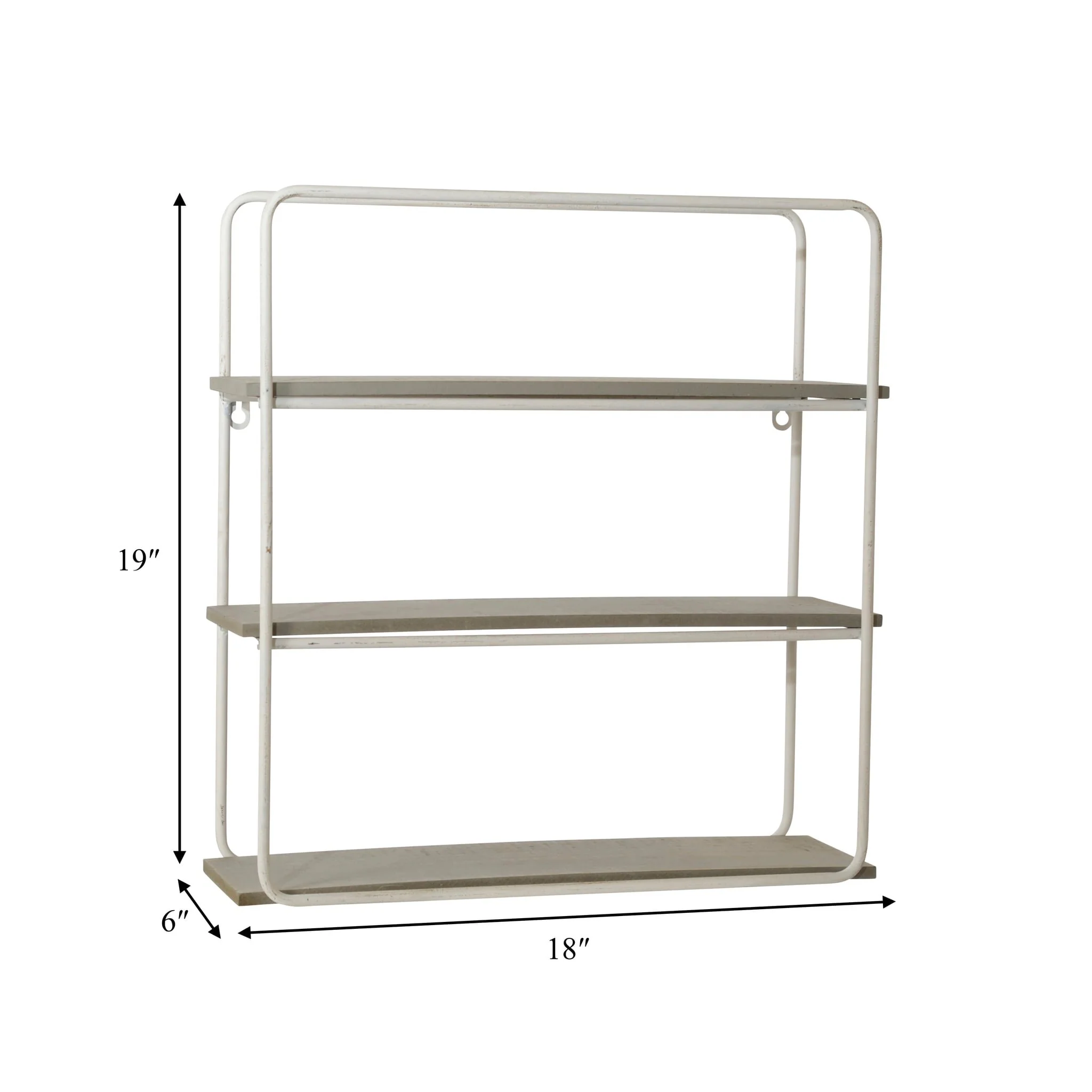Metal/wood 3 Tier Wall Shelf, Gray/white - Image 5