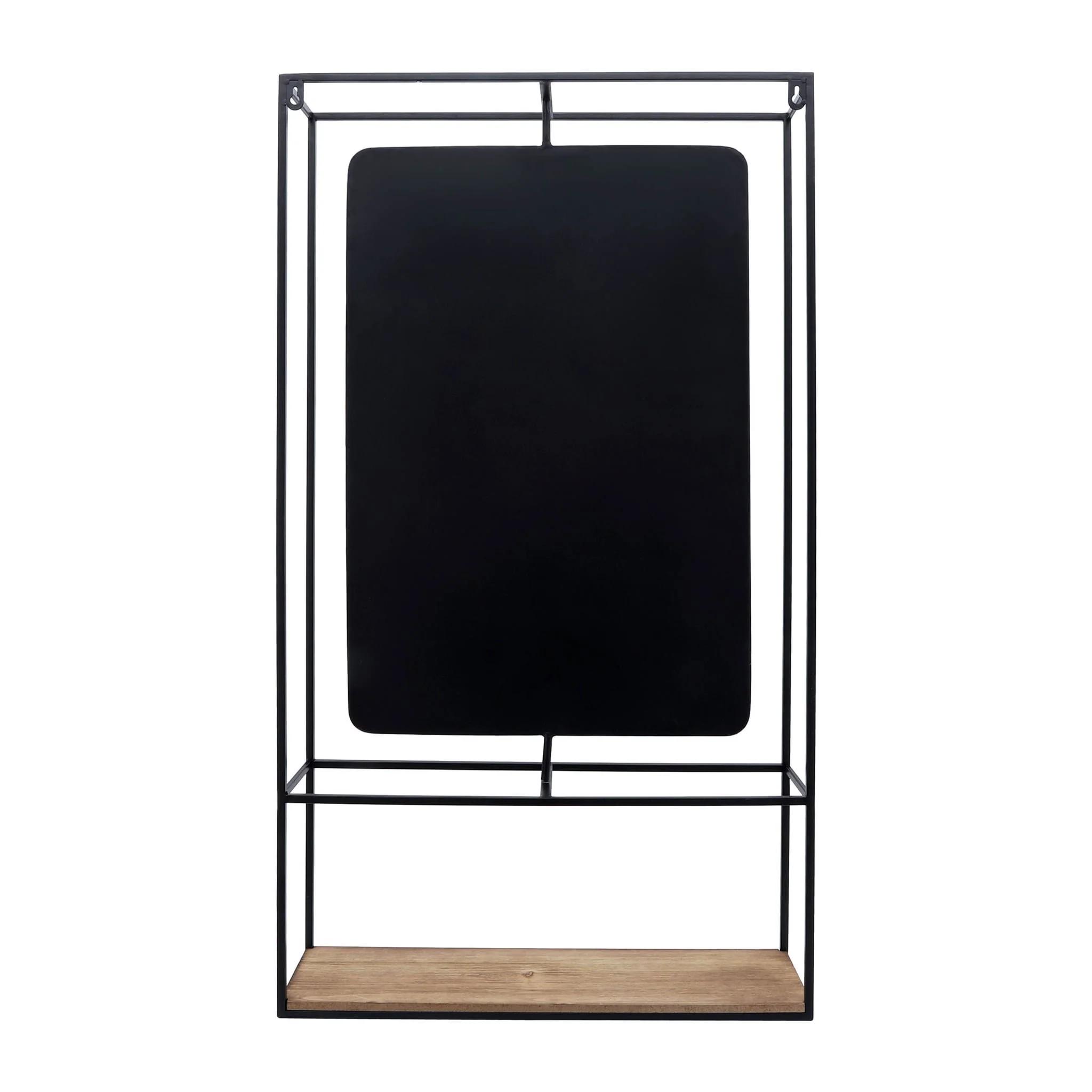 Metal/wood 36"h Wall Shelf With Mirror, Black/brow - Image 4