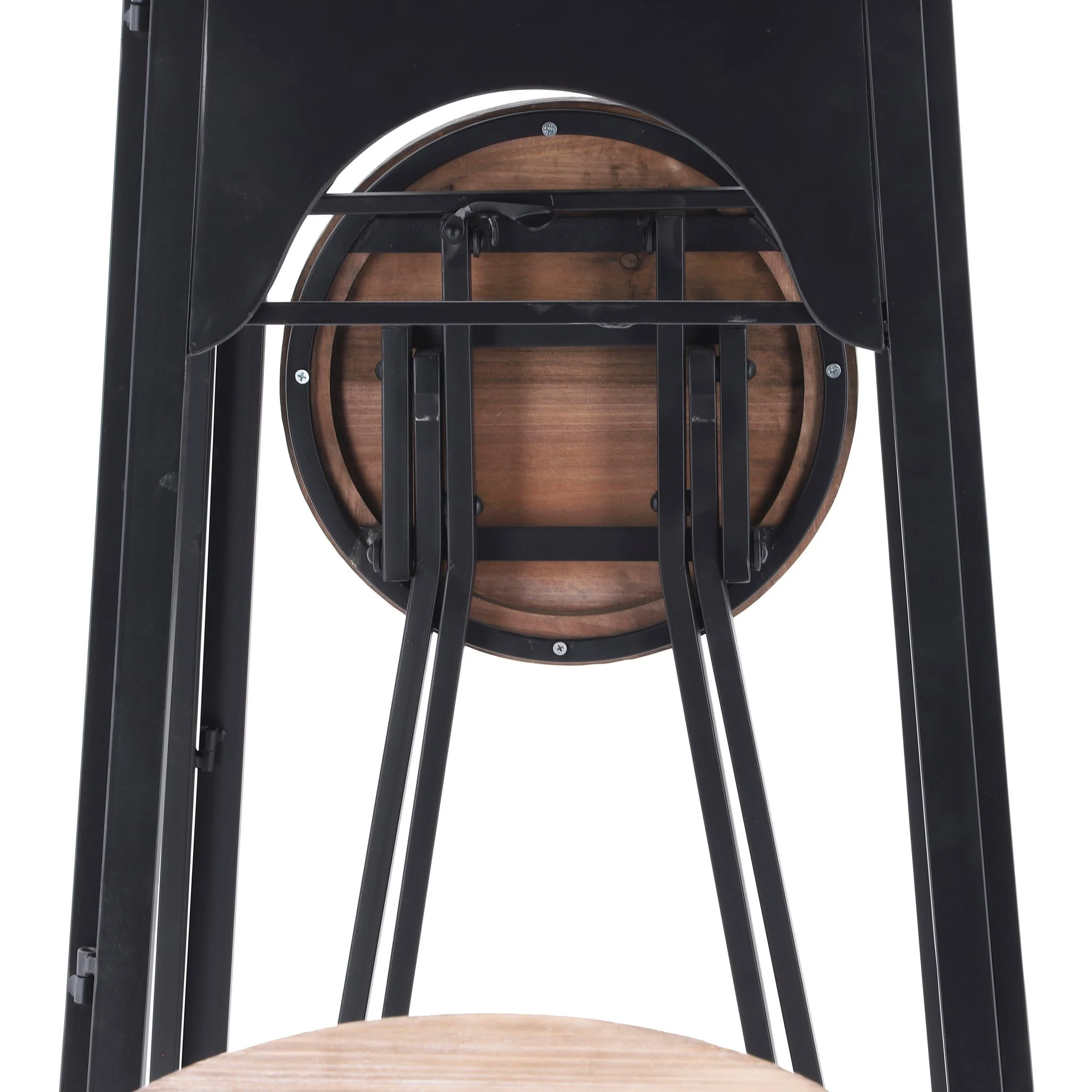 Metal/wood, 41"h Table W/ Folding Chairs, Brown - Image 5