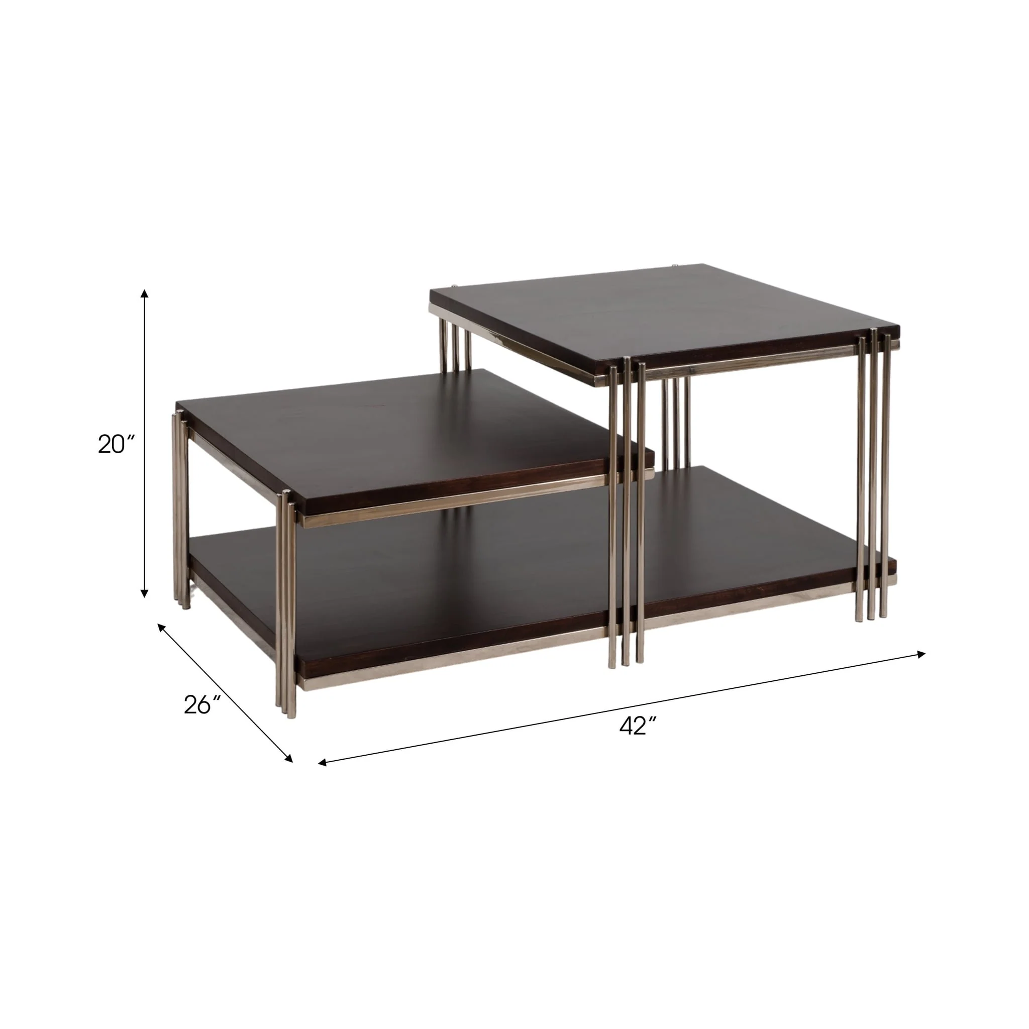 Metal/wood, 42" Three Tier Coffee Table - Image 8