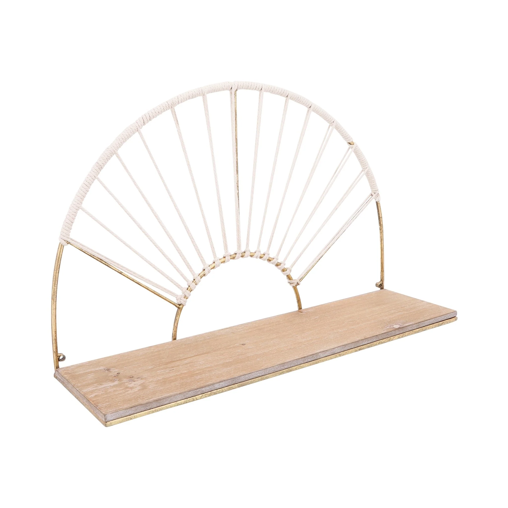 Metal/wood, S/2 13/16"h Arched Wall Shelves, Gold - Image 3