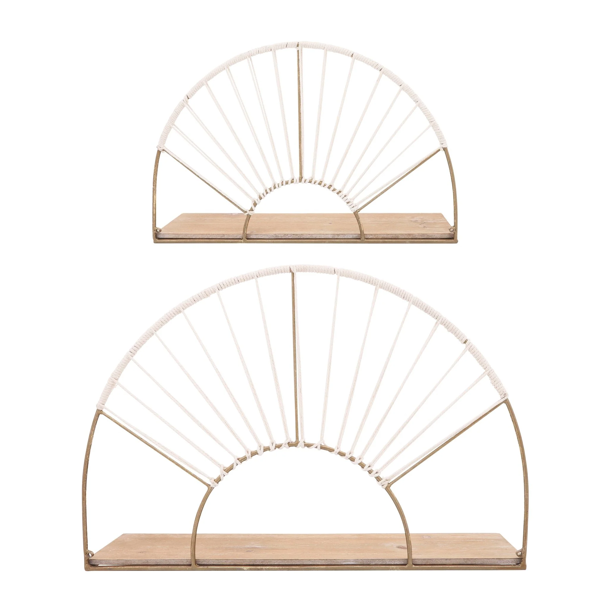 Metal/wood, S/2 13/16"h Arched Wall Shelves, Gold - Image 5