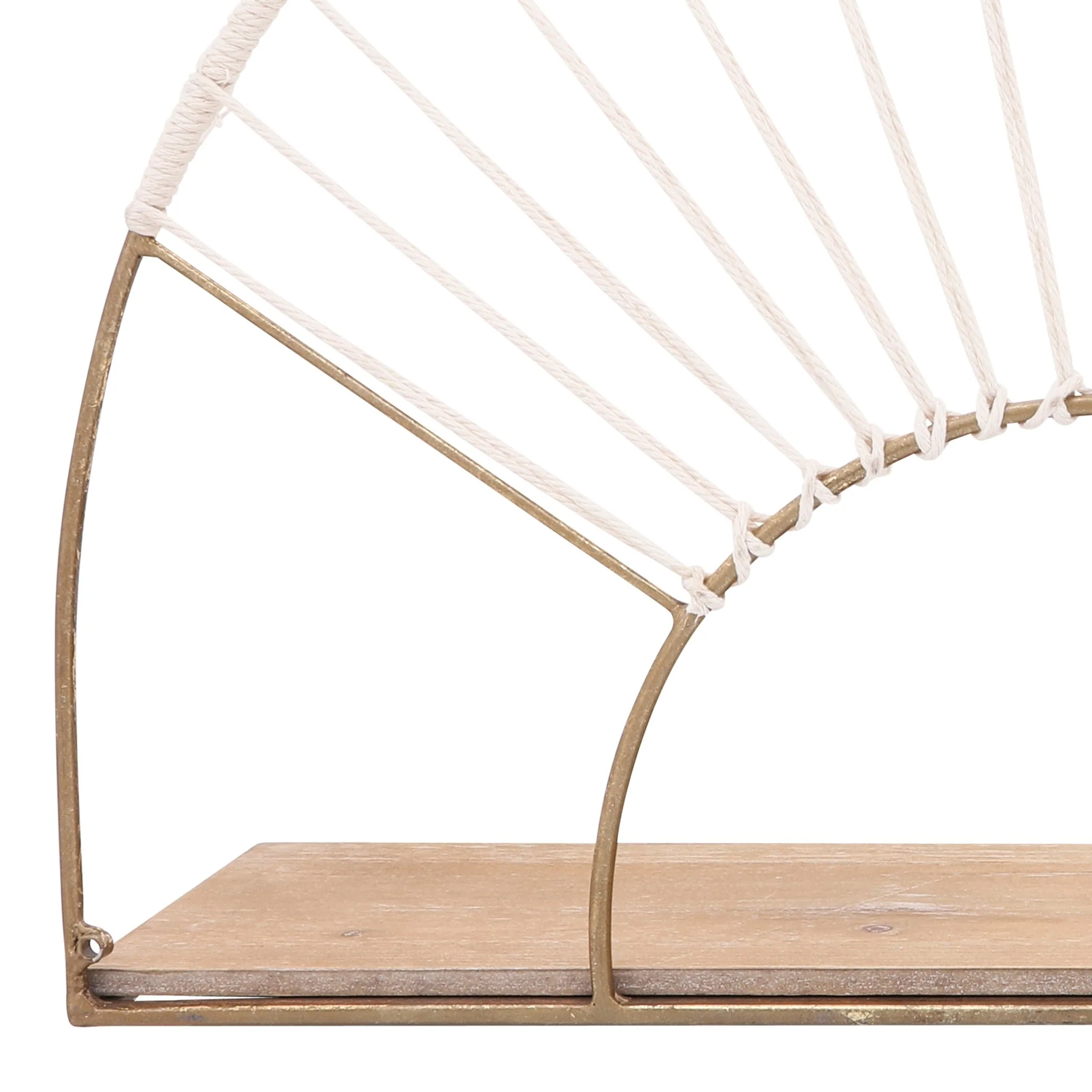 Metal/wood, S/2 13/16"h Arched Wall Shelves, Gold - Image 6