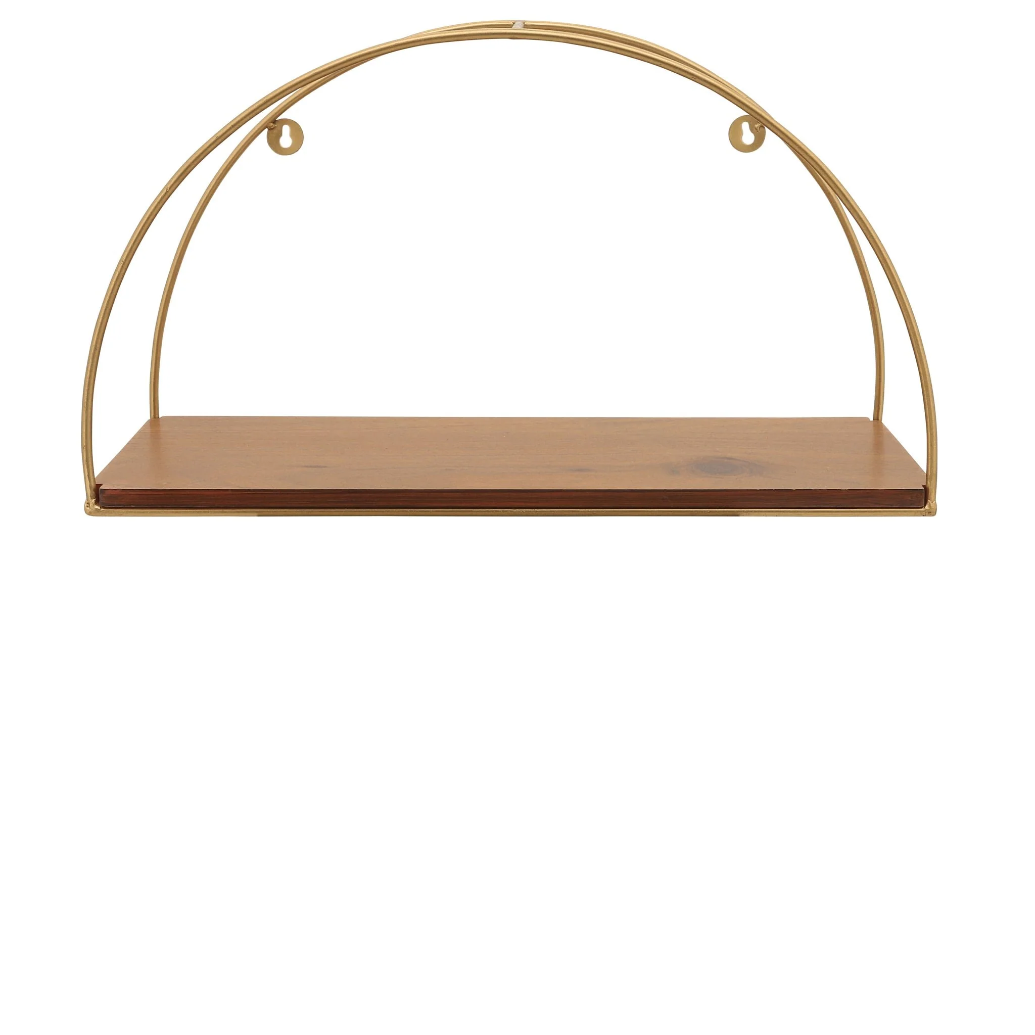 Metal/wood, S/3 10/12/14"h Wall Shelves, Brown/gol - Image 4