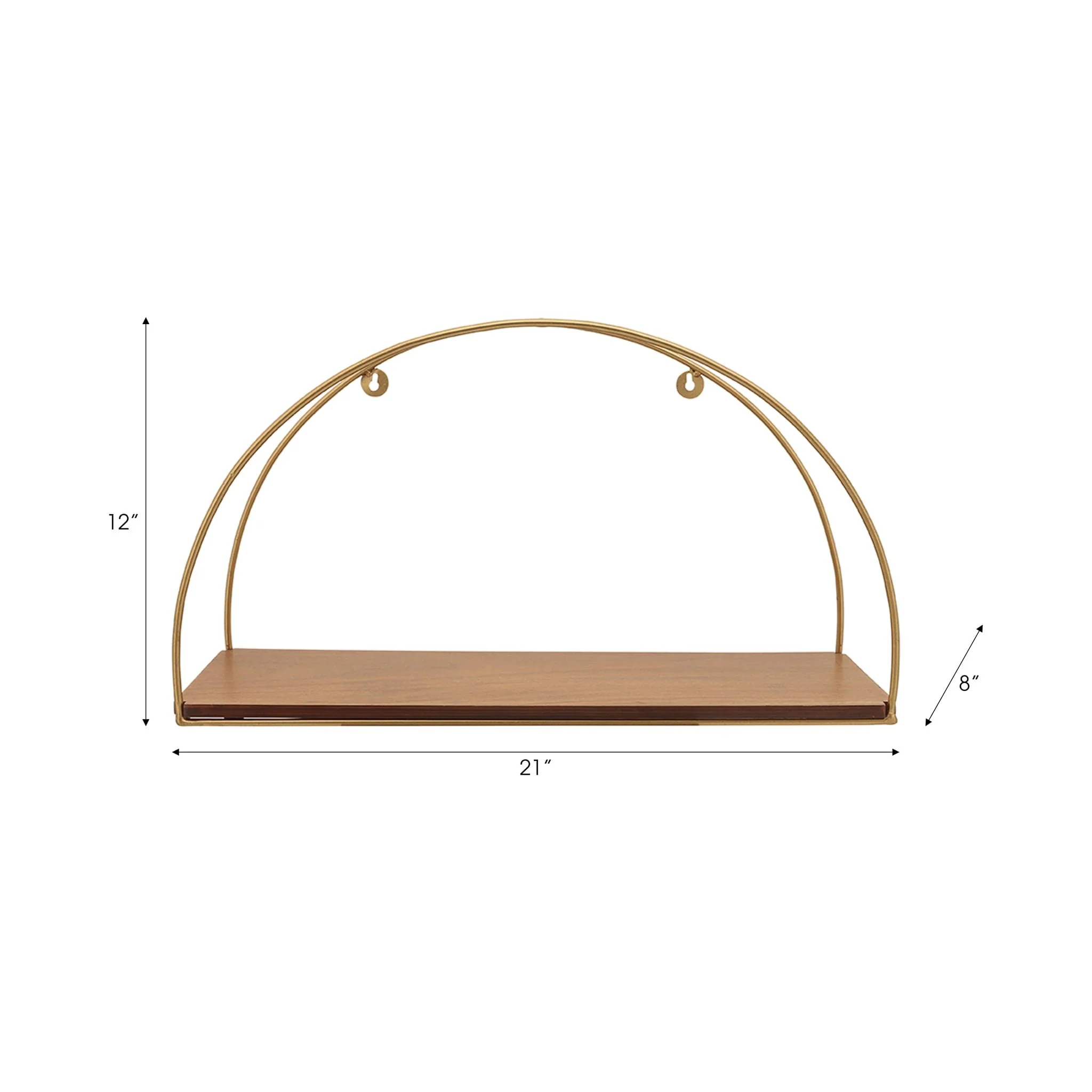 Metal/wood, S/3 10/12/14"h Wall Shelves, Brown/gol - Image 8