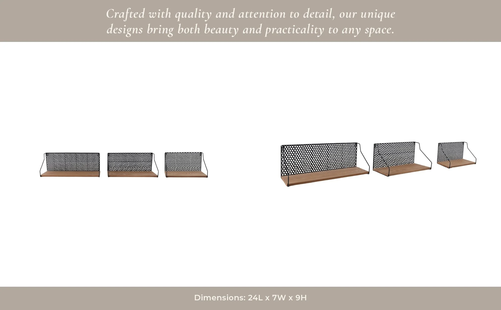 Metal/wood, S/3 16/20/24" Shelves, Natural/black - Image 10