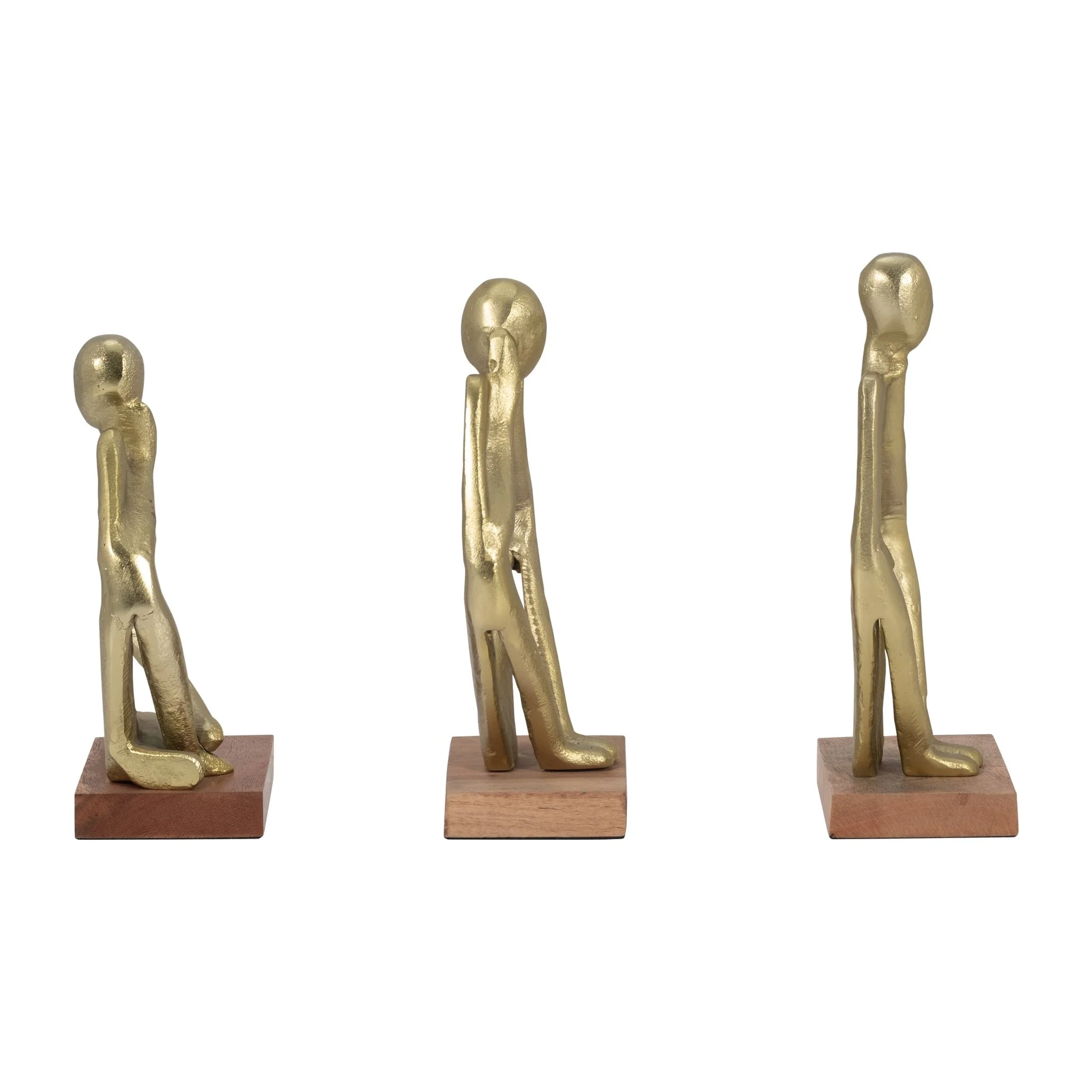 Metal/wood, S/3 9" Deep Thoughts, Gold - Image 3