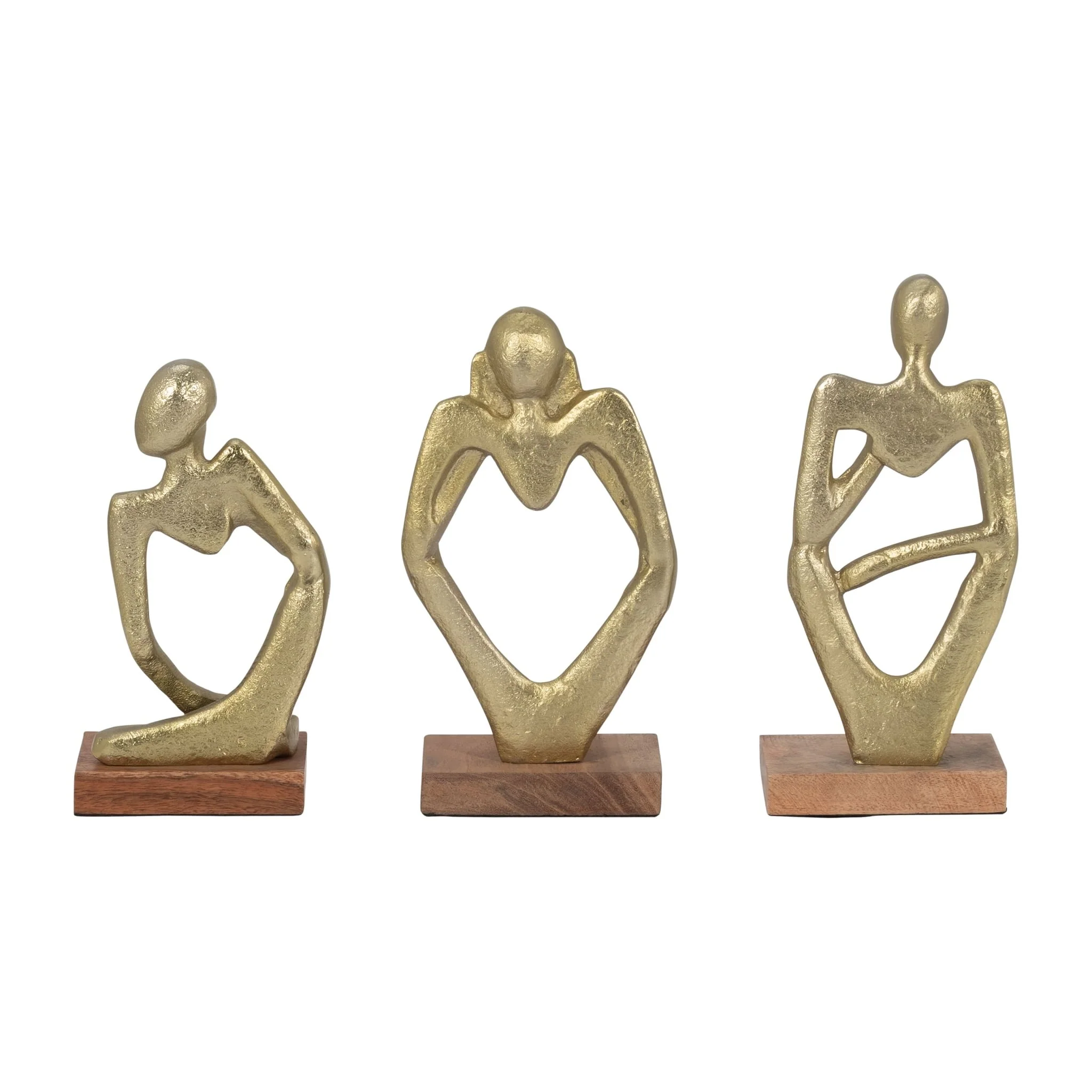 Metal/wood, S/3 9" Deep Thoughts, Gold - Image 4