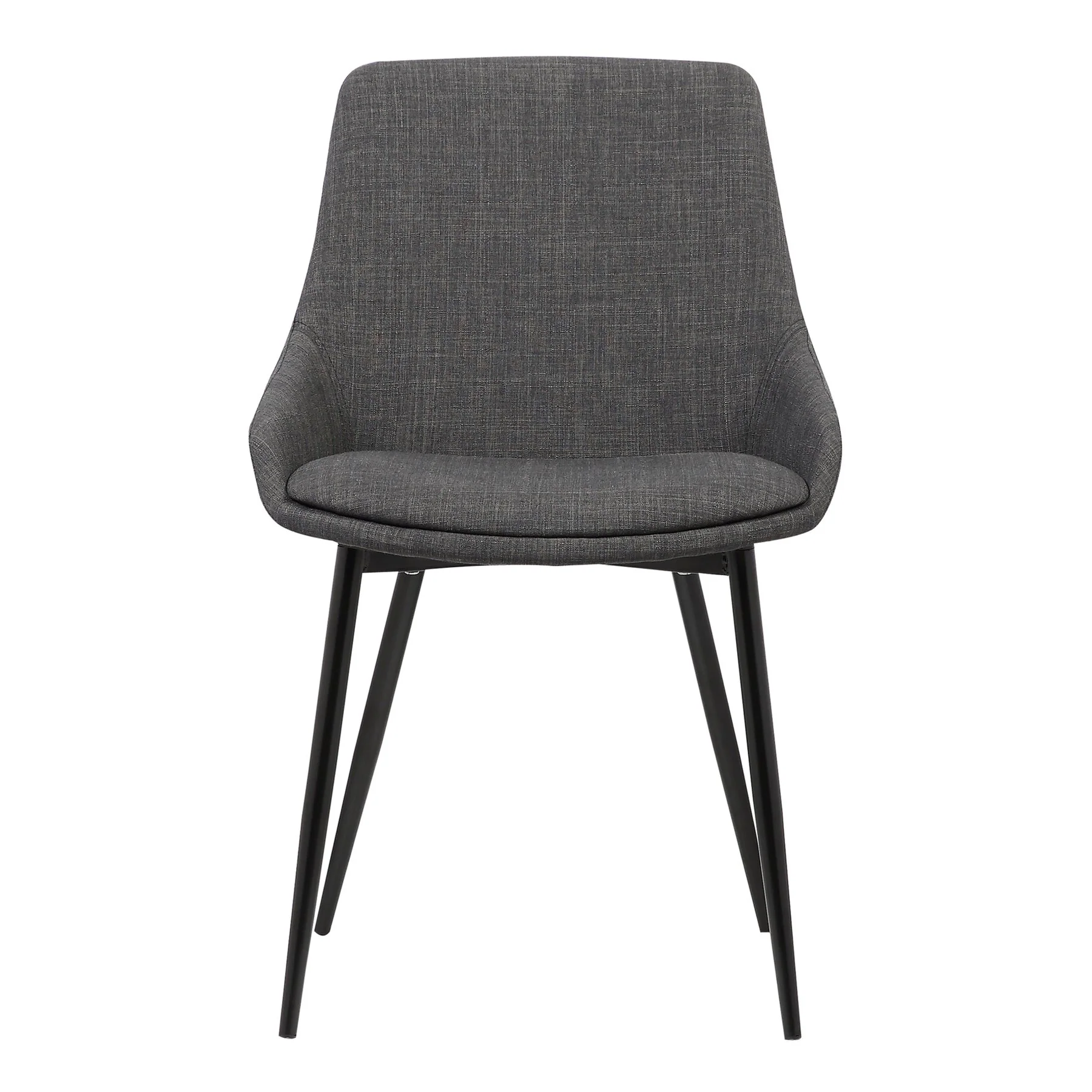 Mia Contemporary Dining Chair in Charcoal Fabric with Black Powder Coated Metal Legs - Image 2
