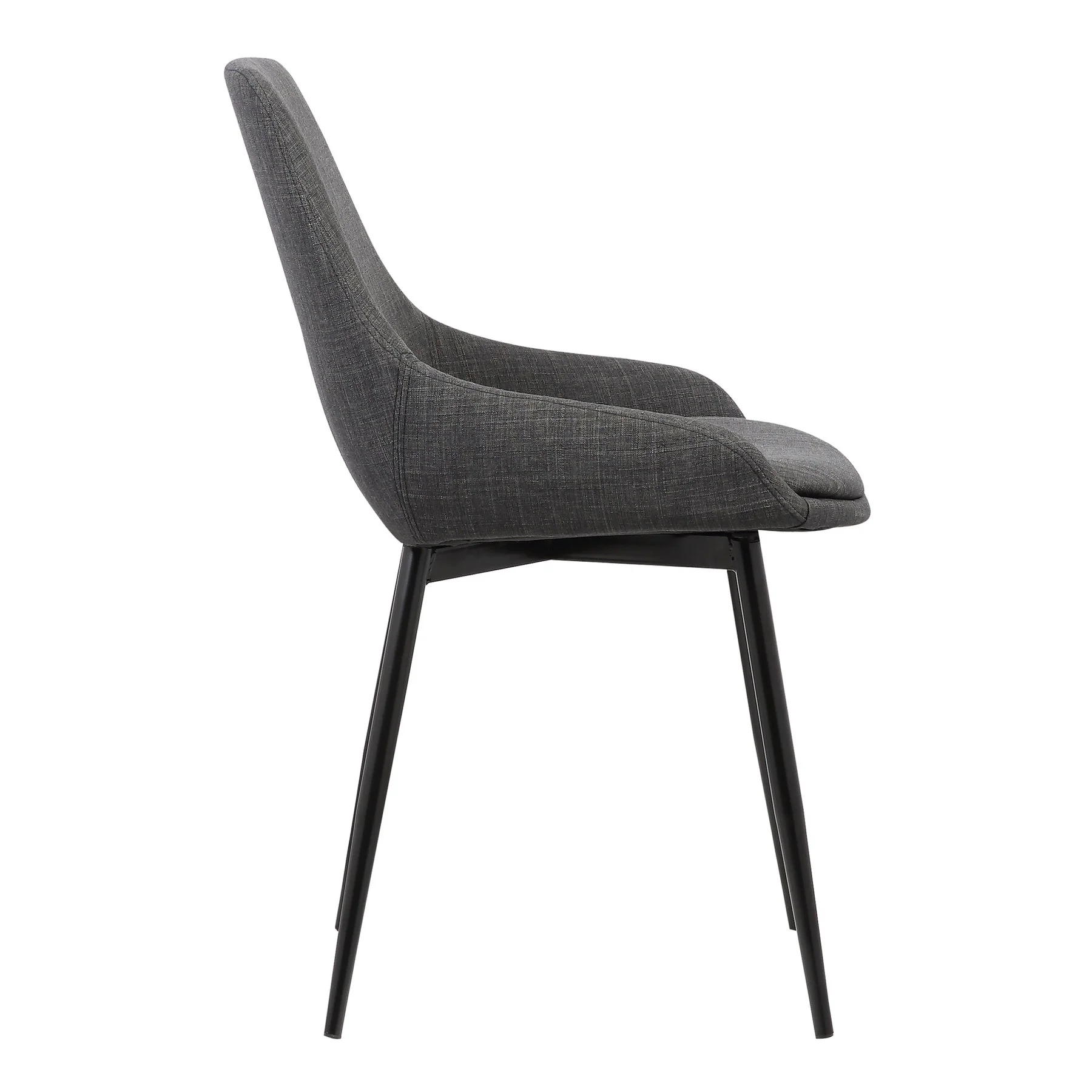 Mia Contemporary Dining Chair in Charcoal Fabric with Black Powder Coated Metal Legs - Image 3
