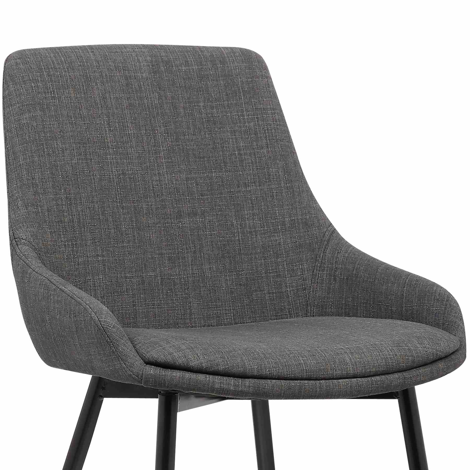 Mia Contemporary Dining Chair in Charcoal Fabric with Black Powder Coated Metal Legs - Image 5
