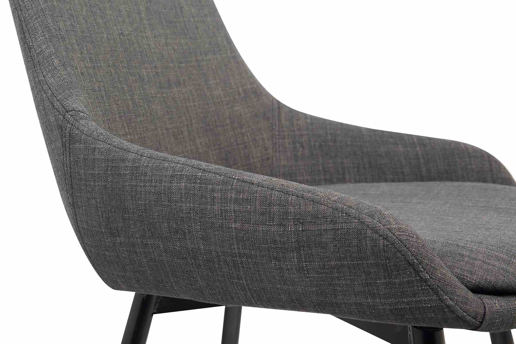 Mia Contemporary Dining Chair in Charcoal Fabric with Black Powder Coated Metal Legs - Image 6