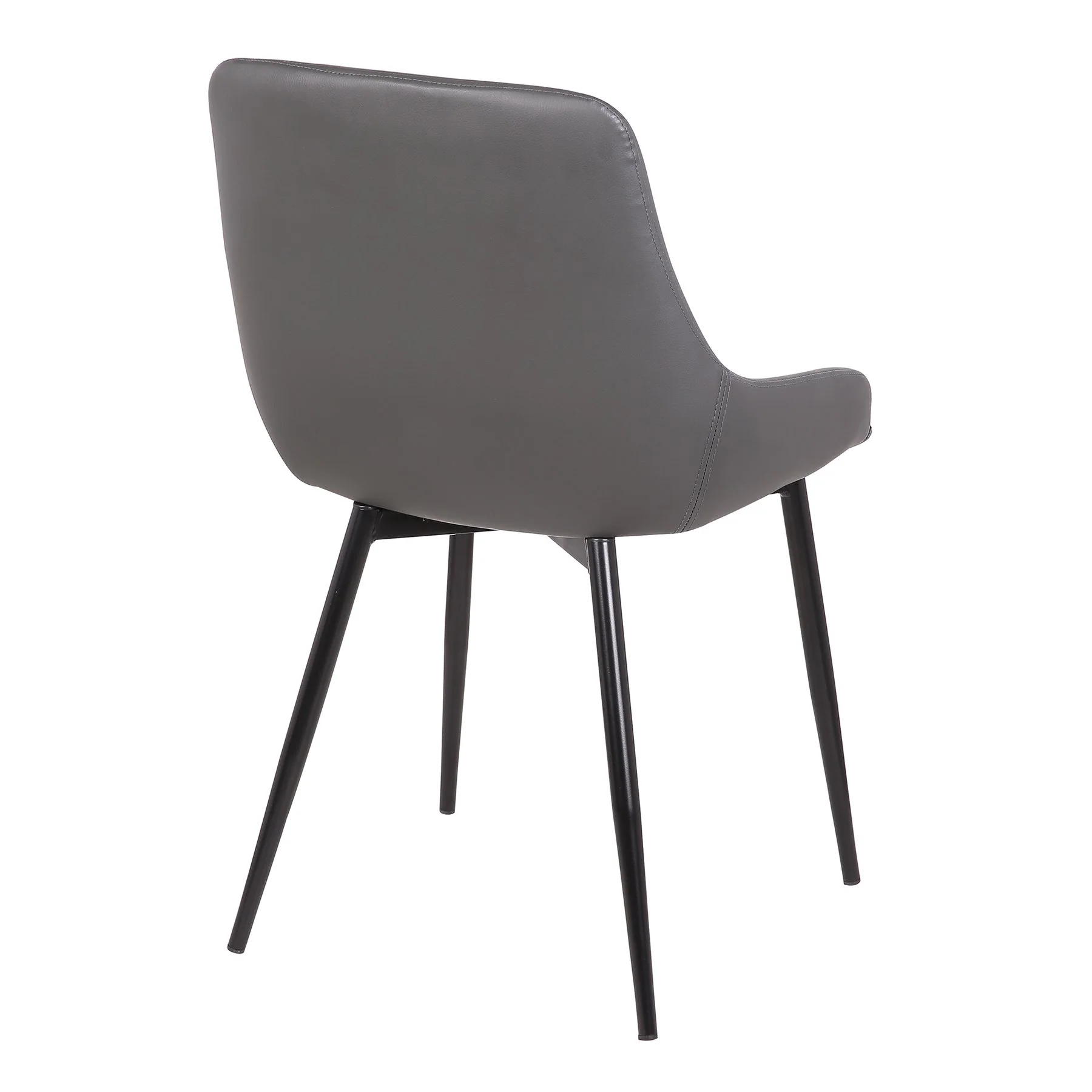 Mia Contemporary Dining Chair in Gray Faux Leather with Black Powder Coated Metal Legs - Image 3