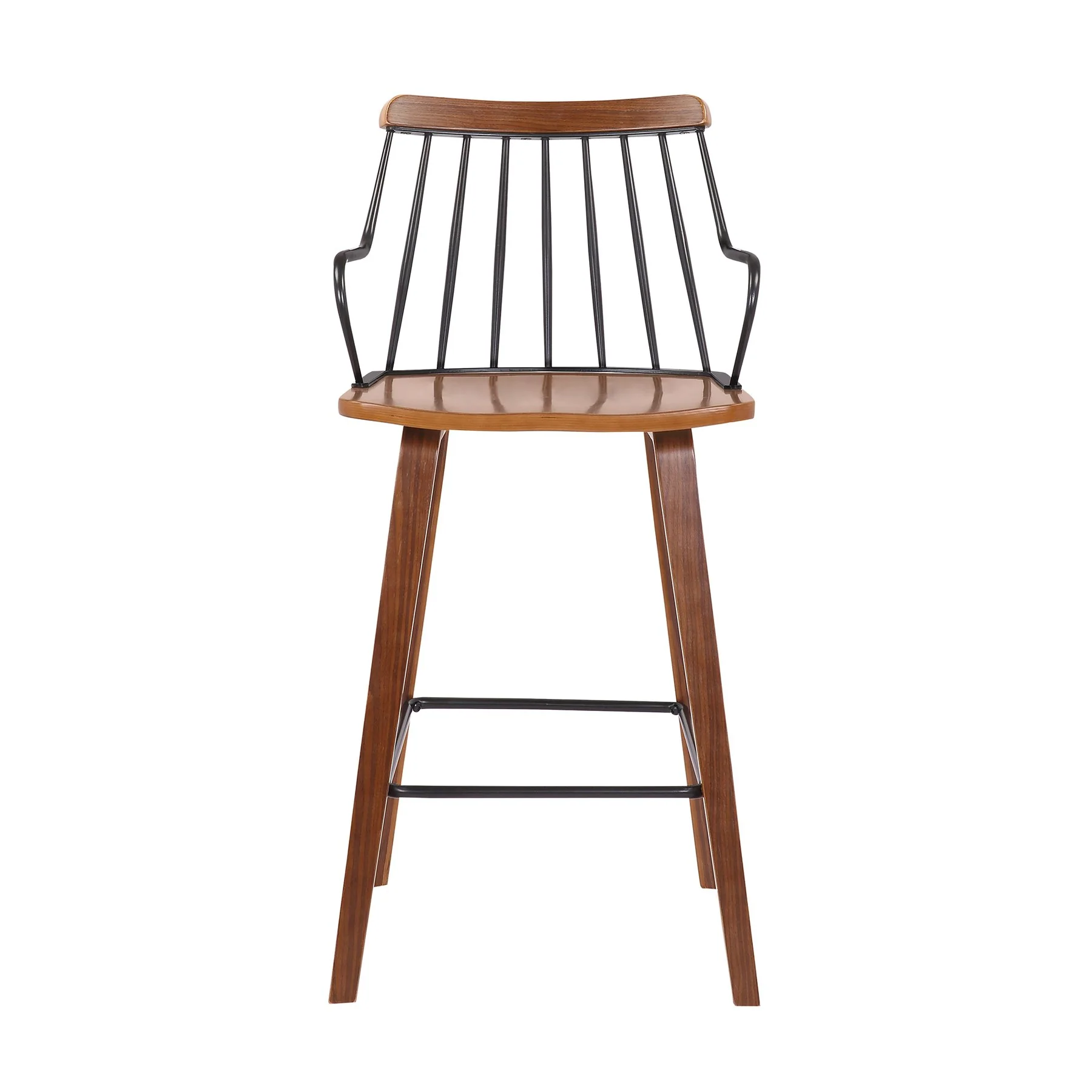 Micah Walnut and Metal Modern 26" Counter Height Bar Stool - Image 2