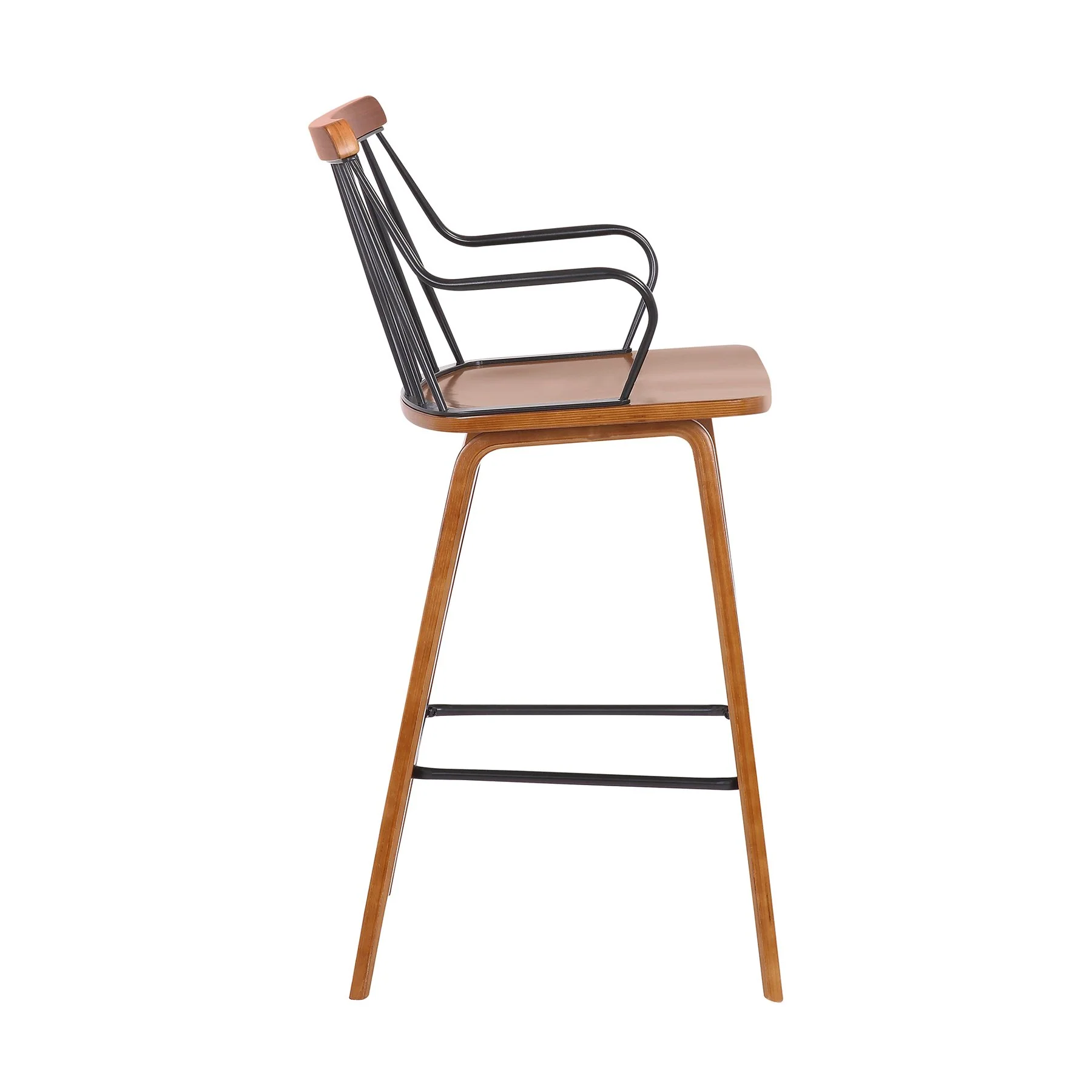 Micah Walnut and Metal Modern 26" Counter Height Bar Stool - Image 3