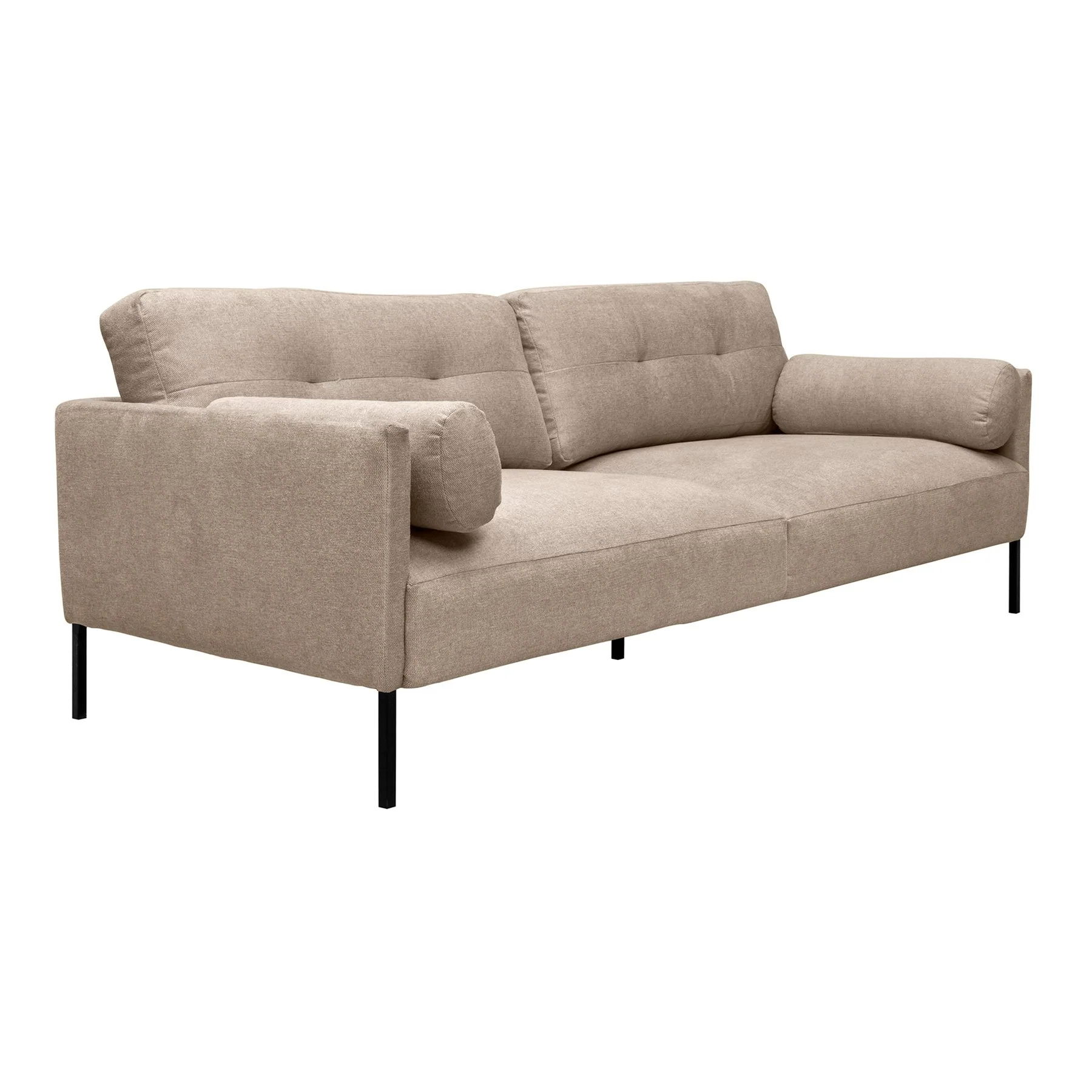 Michalina 84" Beige Fabric Sofa with Black Metal Legs - Image 2