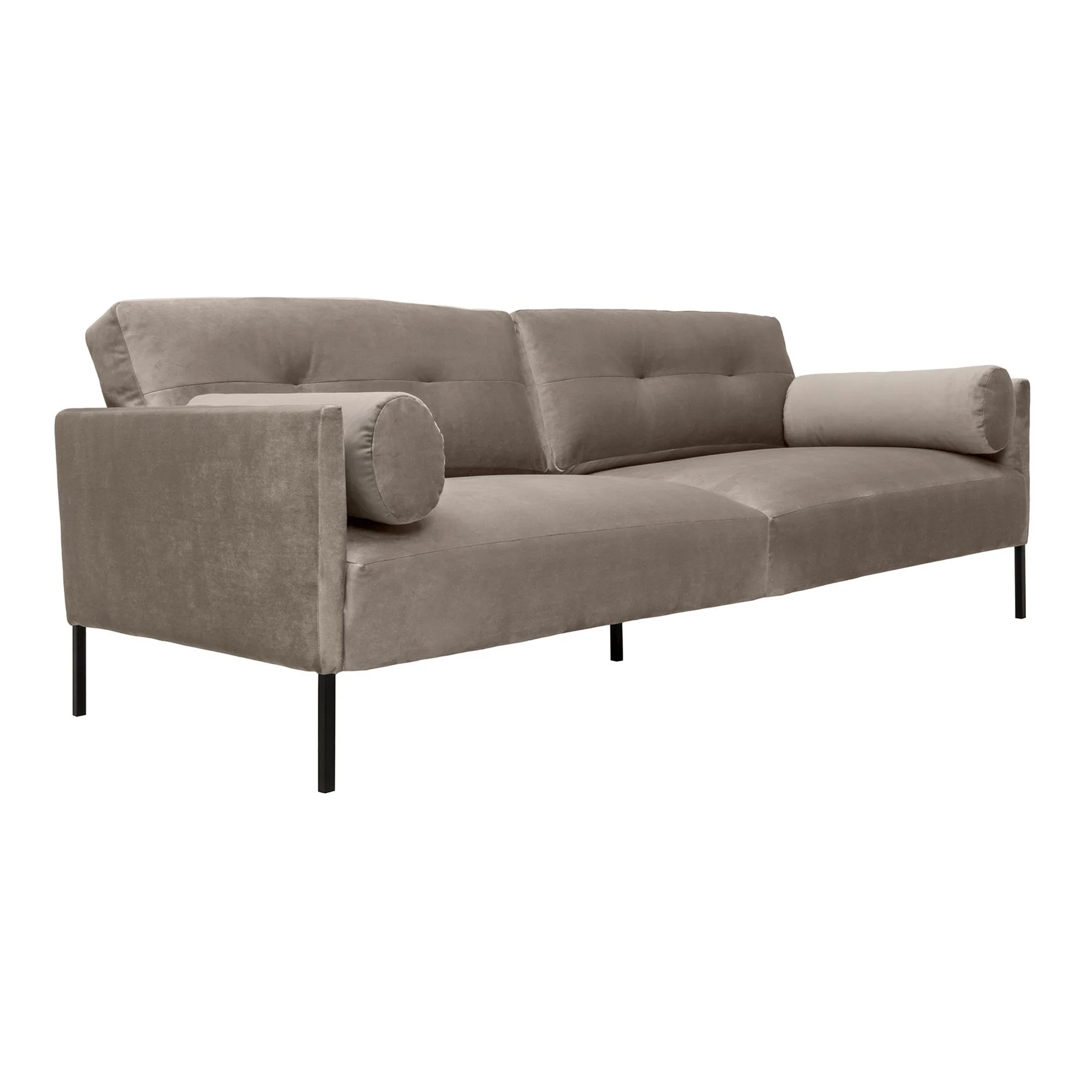 Michalina 84" Fossil Gray Velvet Sofa with Black Metal Legs - Image 2