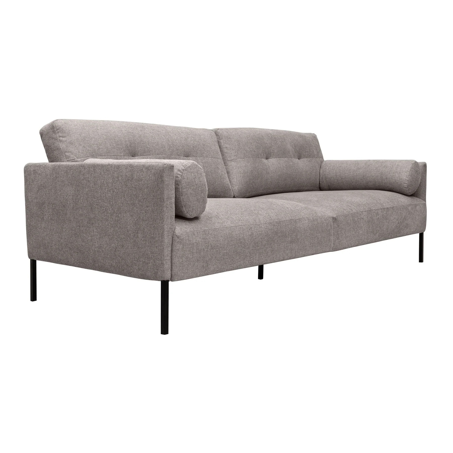 Michalina 84" Gray Fabric Sofa with Black Metal Legs - Image 2