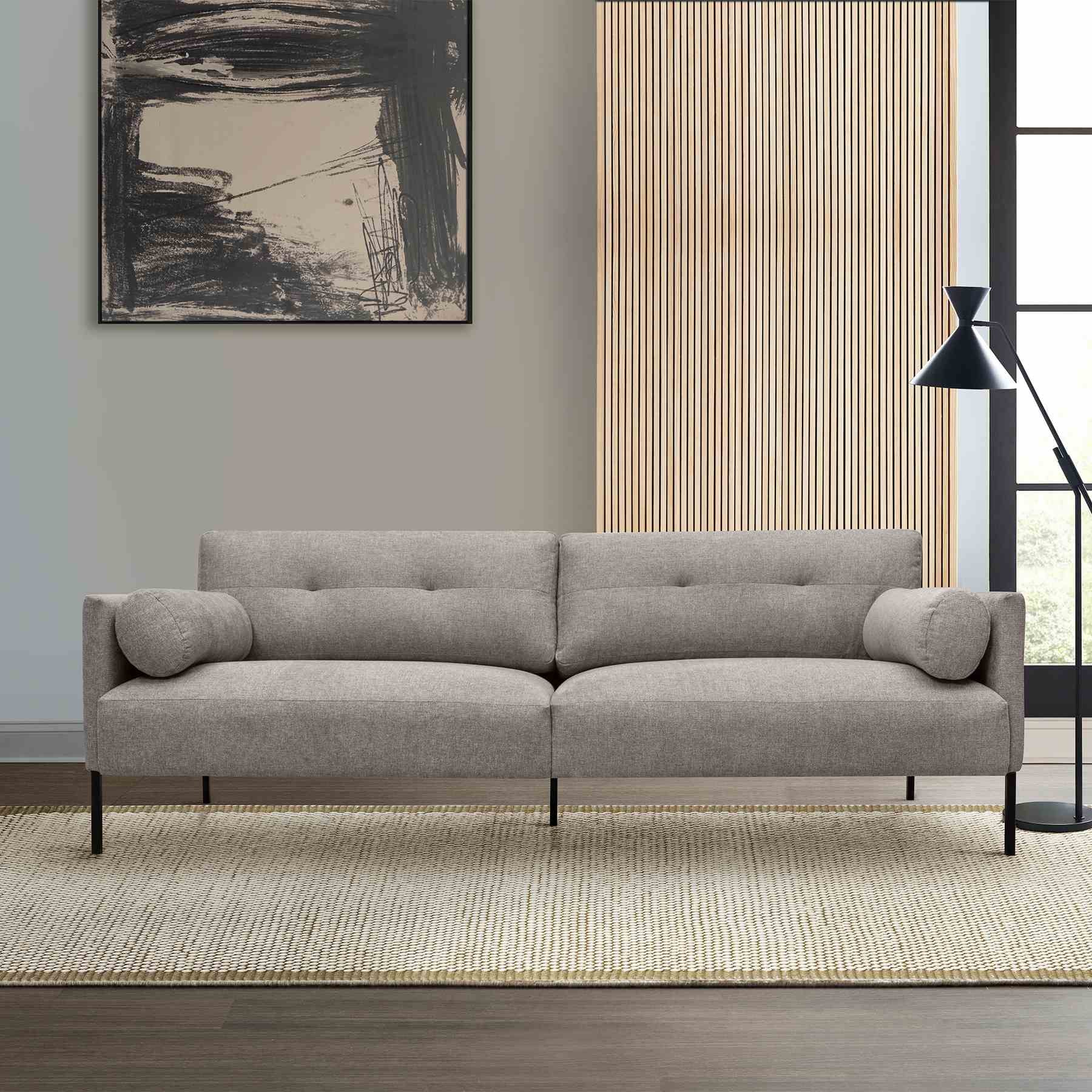 Michalina 84" Gray Fabric Sofa with Black Metal Legs - Image 9