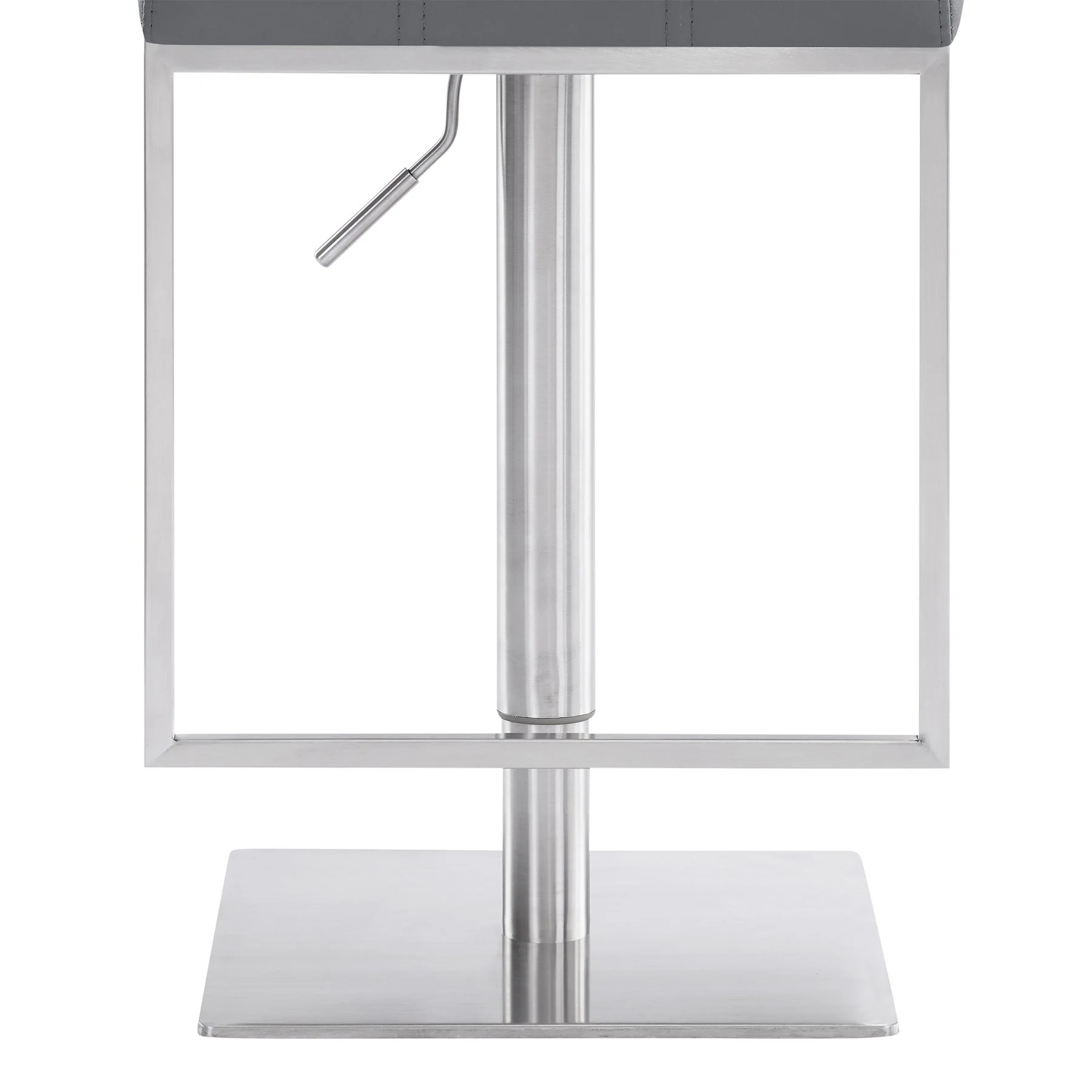 Michele Swivel Adjustable Height Gray Faux Leather and Brushed Stainless Steel Bar Stool - Image 6