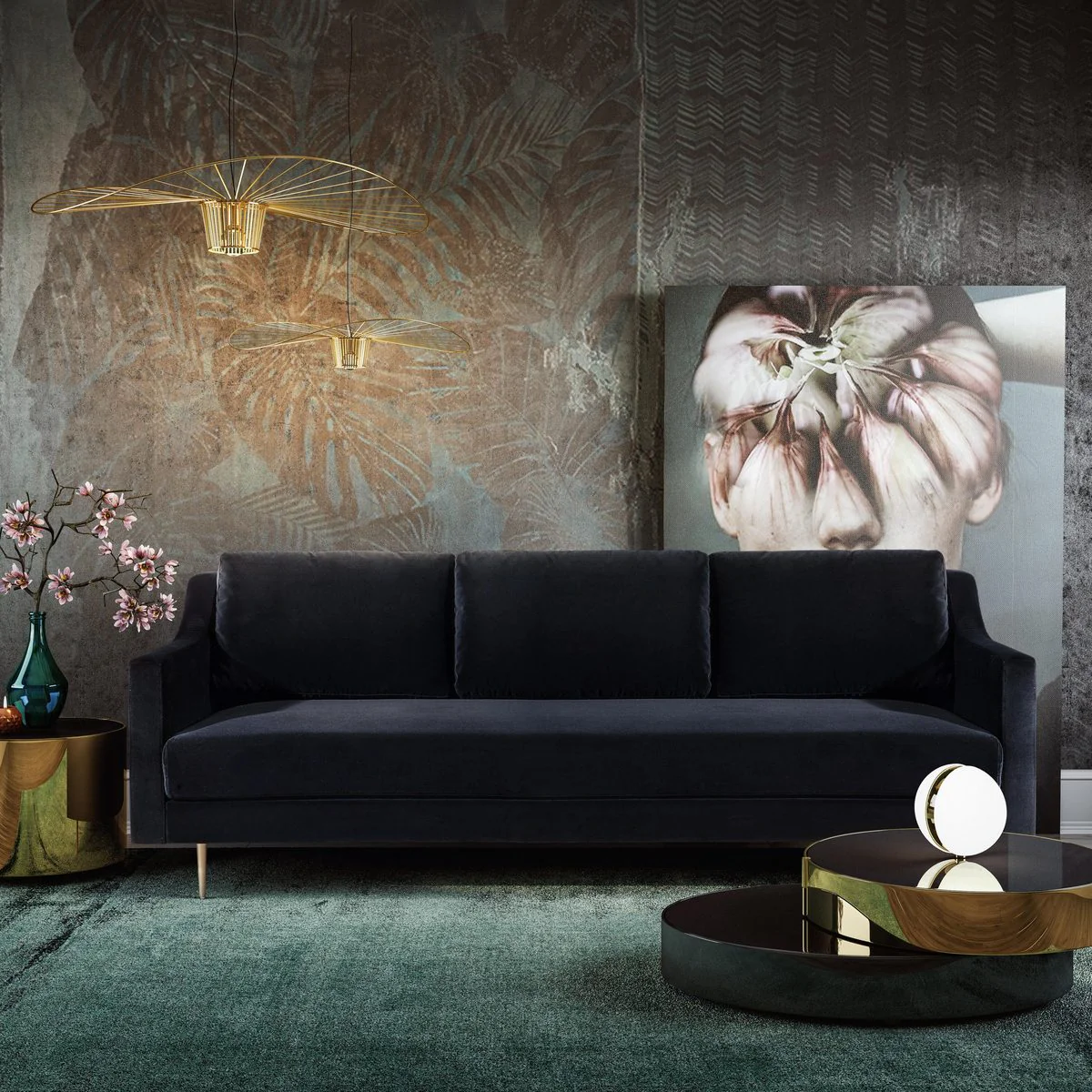 Milan Black Velvet Sofa - Image 2