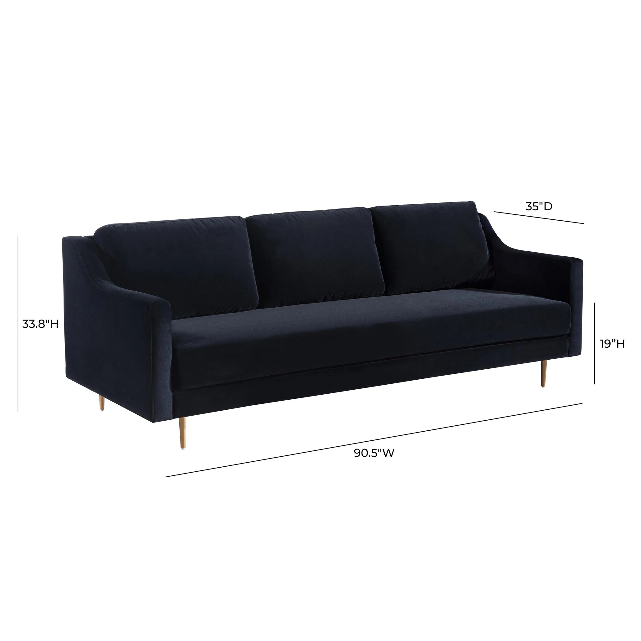 Milan Black Velvet Sofa - Image 9