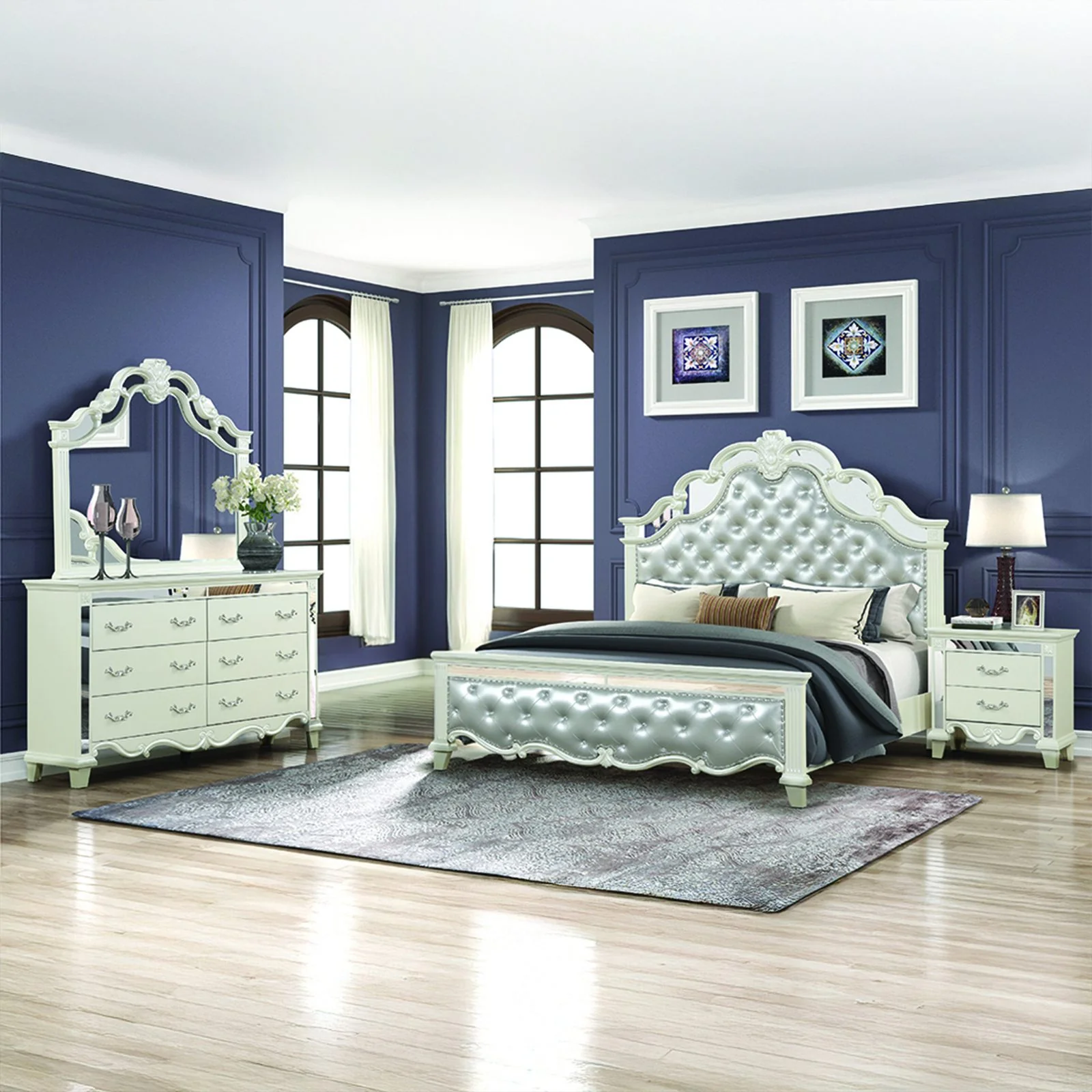 Milan King 4 Pc Bedroom Set White - Image 15