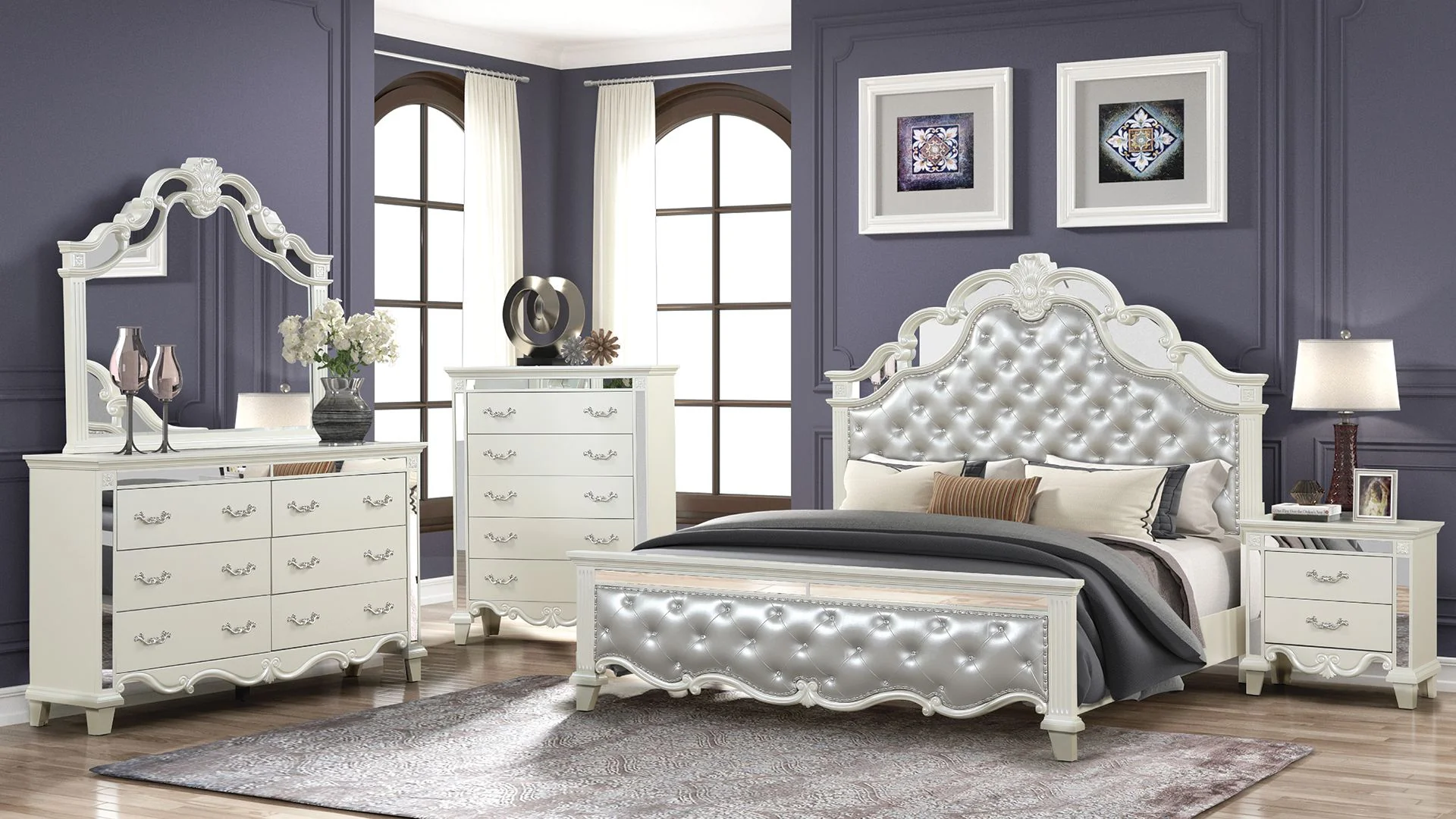 Milan King 4 Pc Bedroom Set White - Image 2