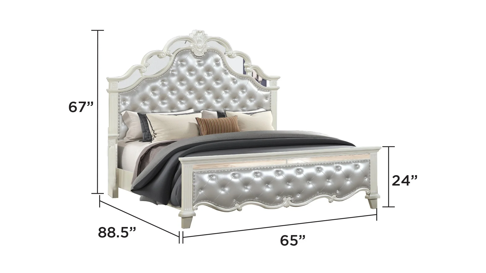 Milan Queen Bed Cream - Image 5