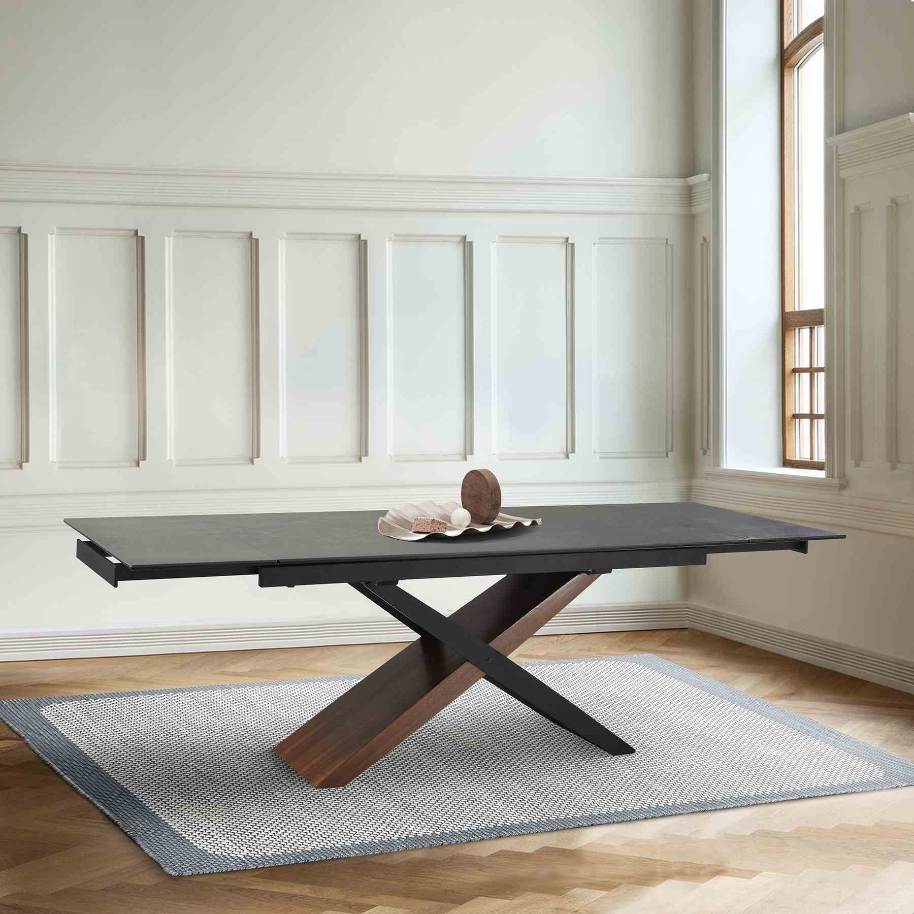 Milena Extendable Dining Table in Stone and Wood - Image 10