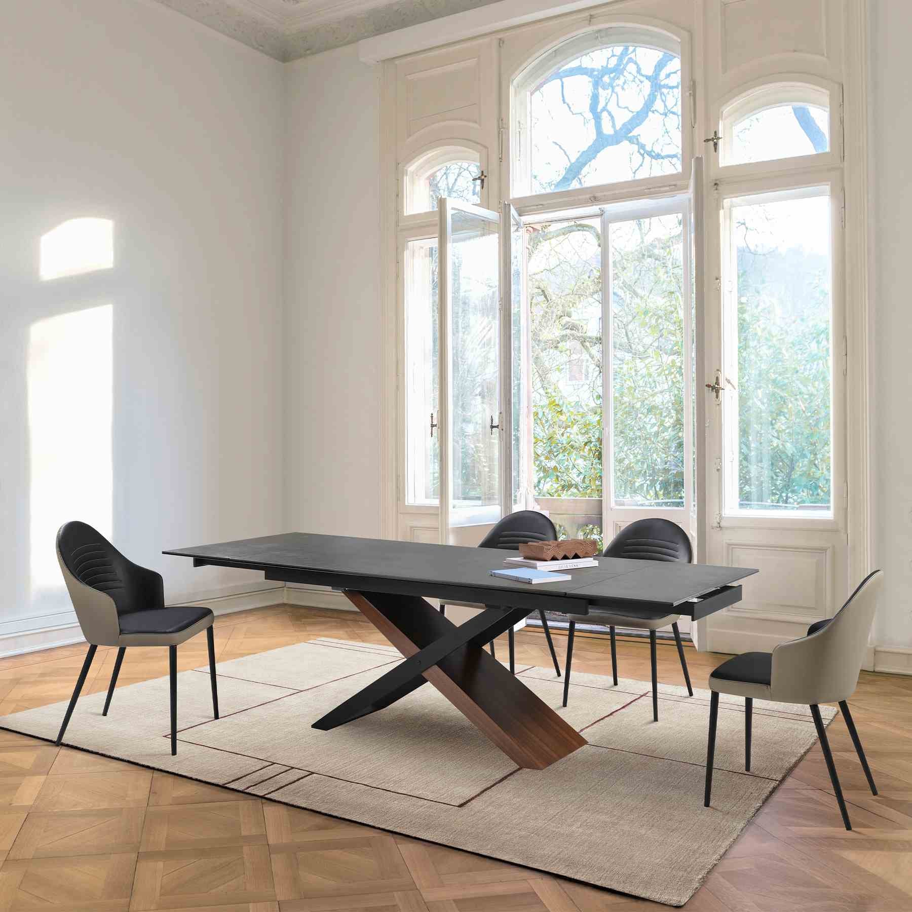 Milena Extendable Dining Table in Stone and Wood - Image 11