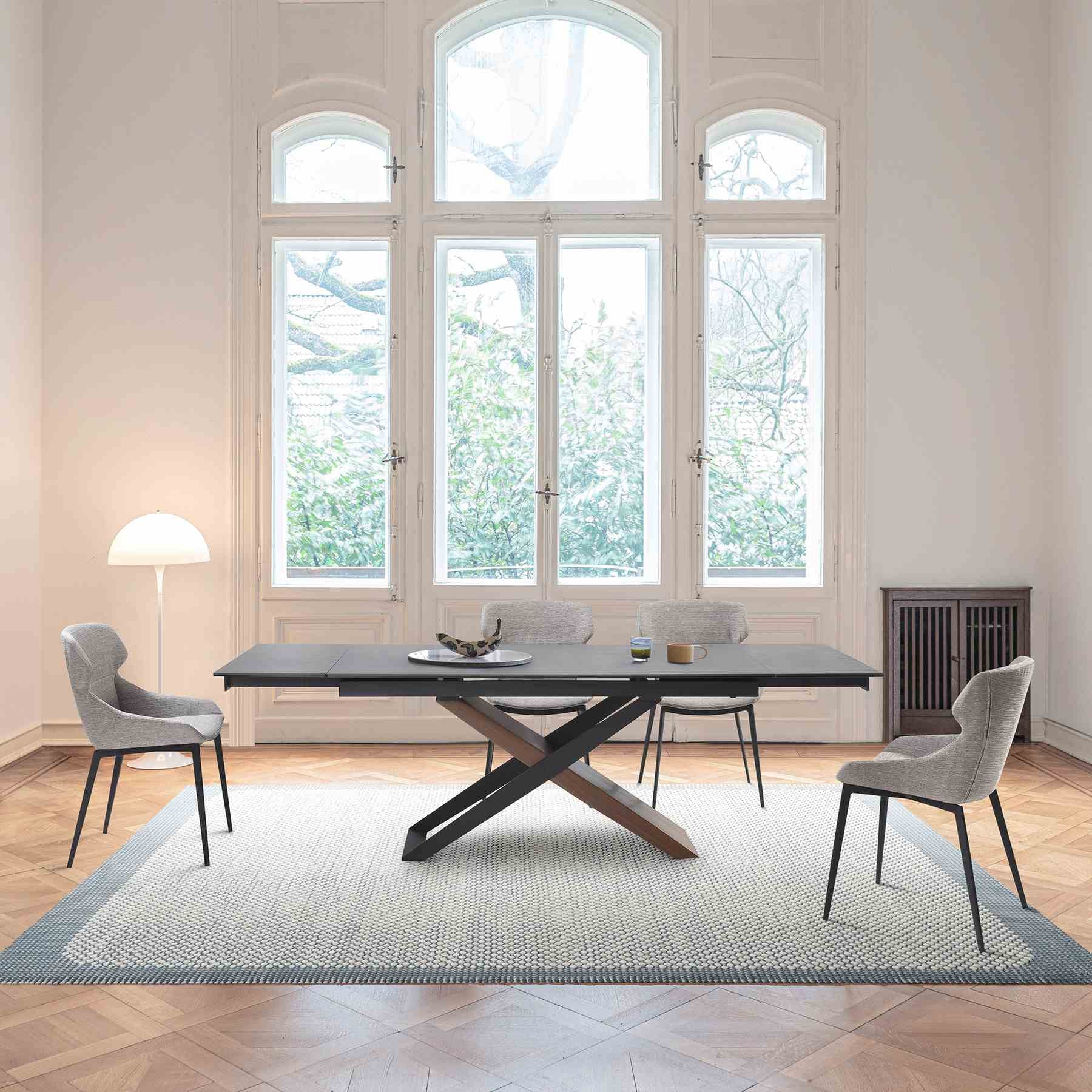 Milena Kenna 5 Piece Dining Set with Gray Fabric Chairs - Image 11