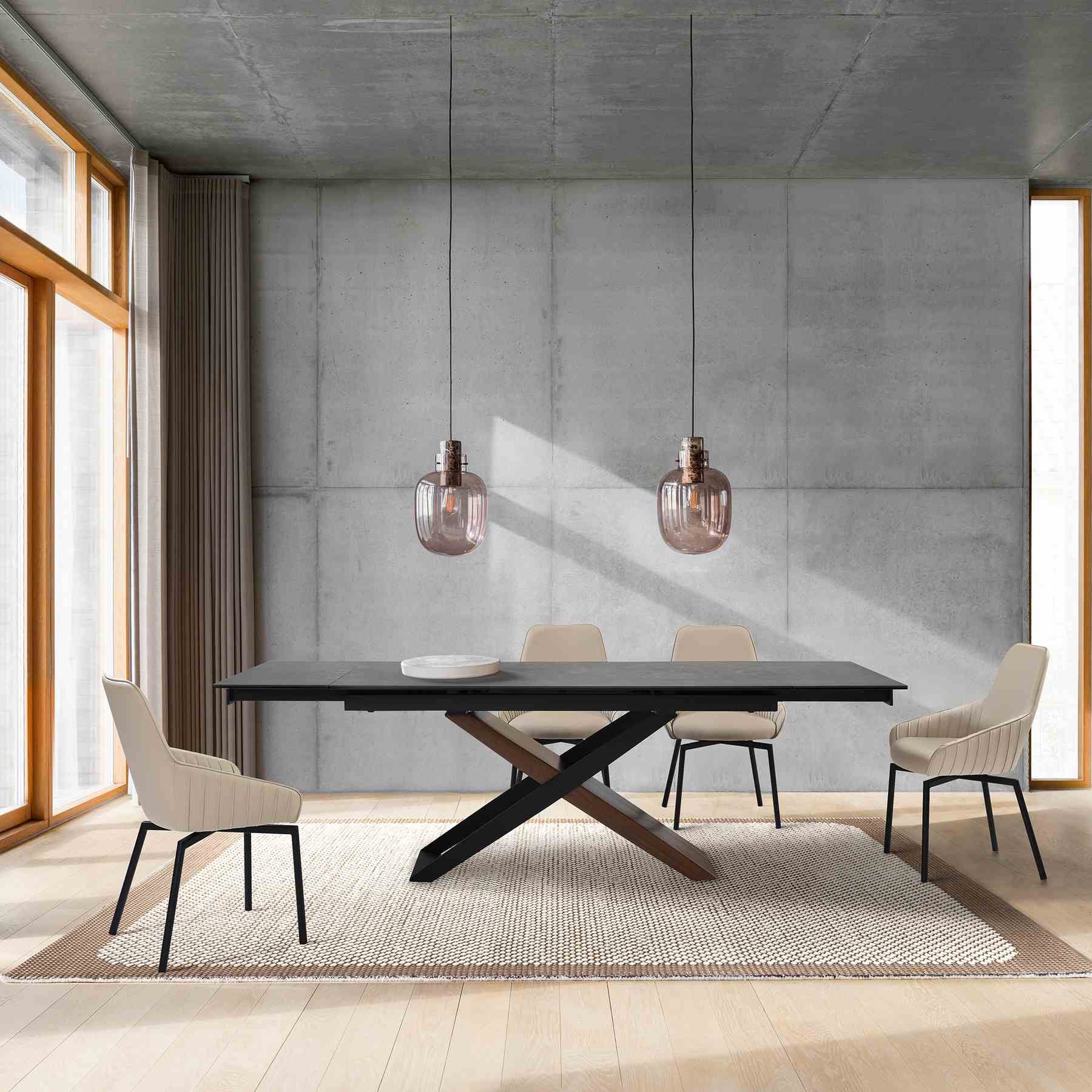 Milena Shilo 5 Piece Extendable Dining Set with Champagne Faux Leather Chairs - Image 11