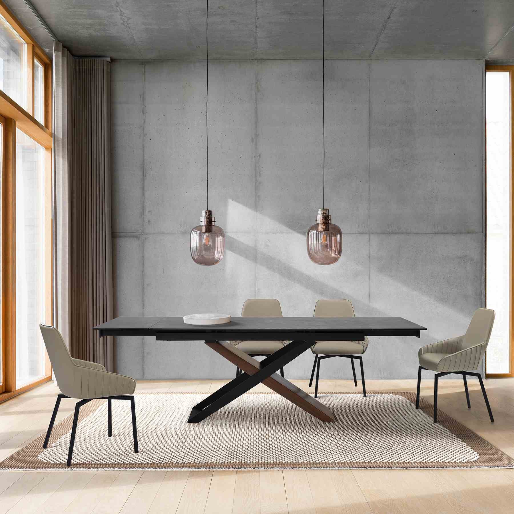 Milena Shilo 5 Piece Extendable Dining Set with Taupe Gray Faux Leather Chairs - Image 11