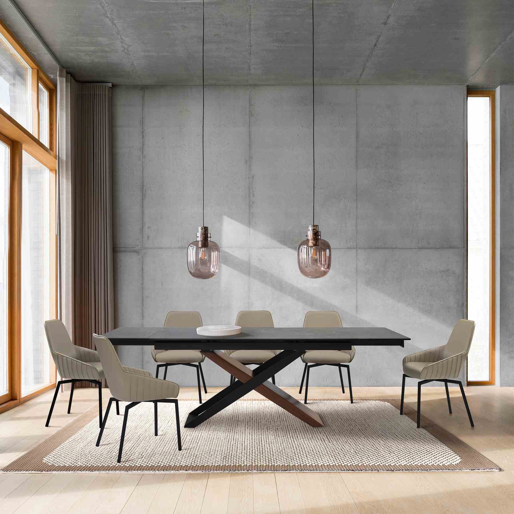 Milena Shilo 7 Piece Extendable Dining Set with Taupe Gray Faux Leather Chairs - Image 11