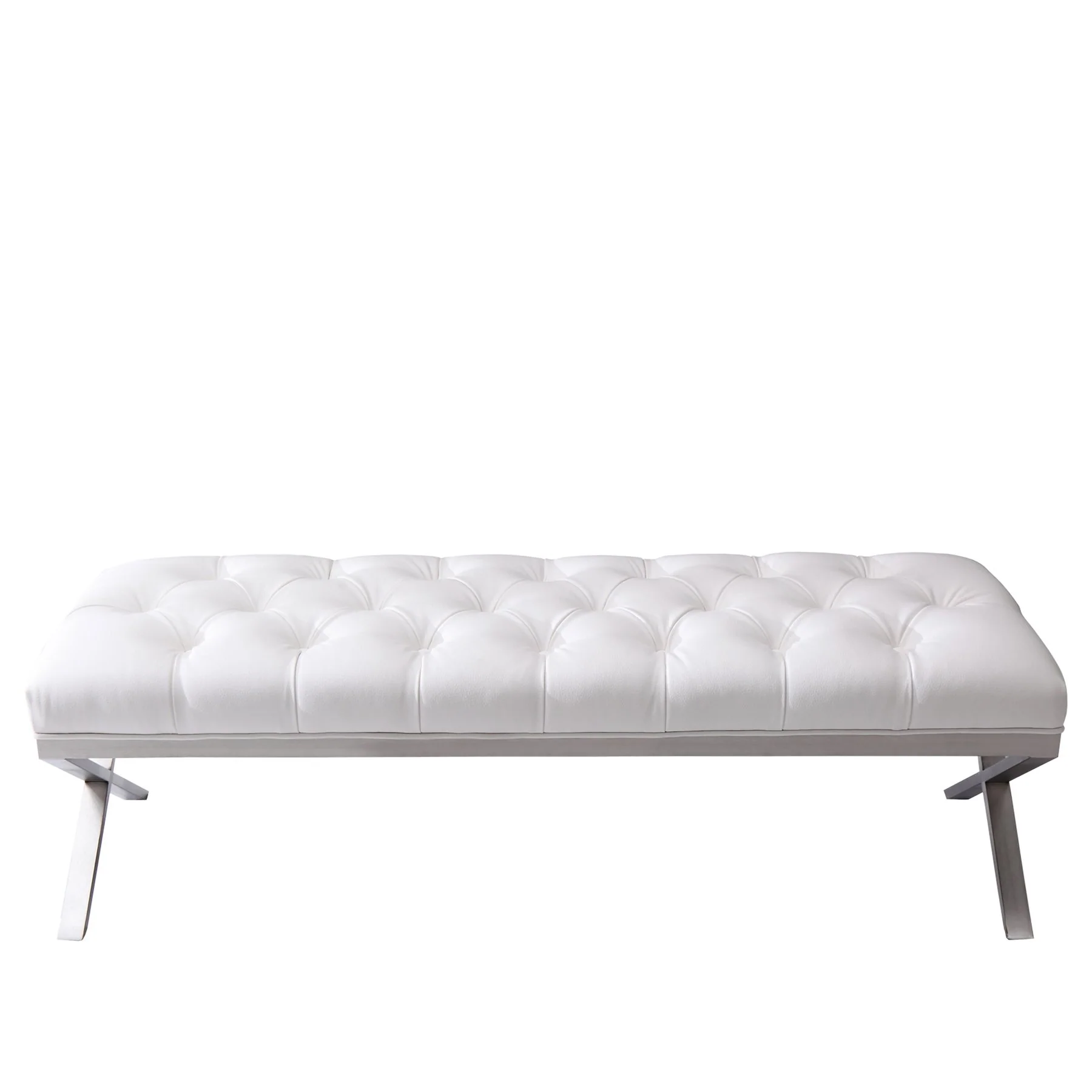 Milo Bench in Brushed Stainless Steel finish with White PU - Image 2