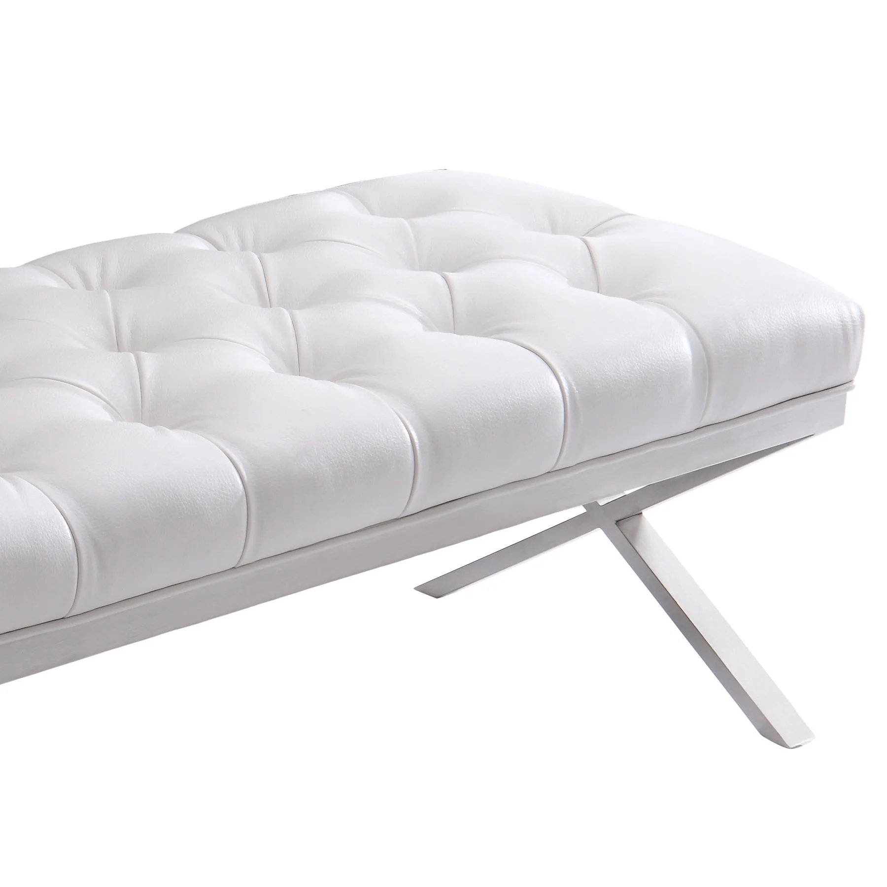 Milo Bench in Brushed Stainless Steel finish with White PU - Image 4