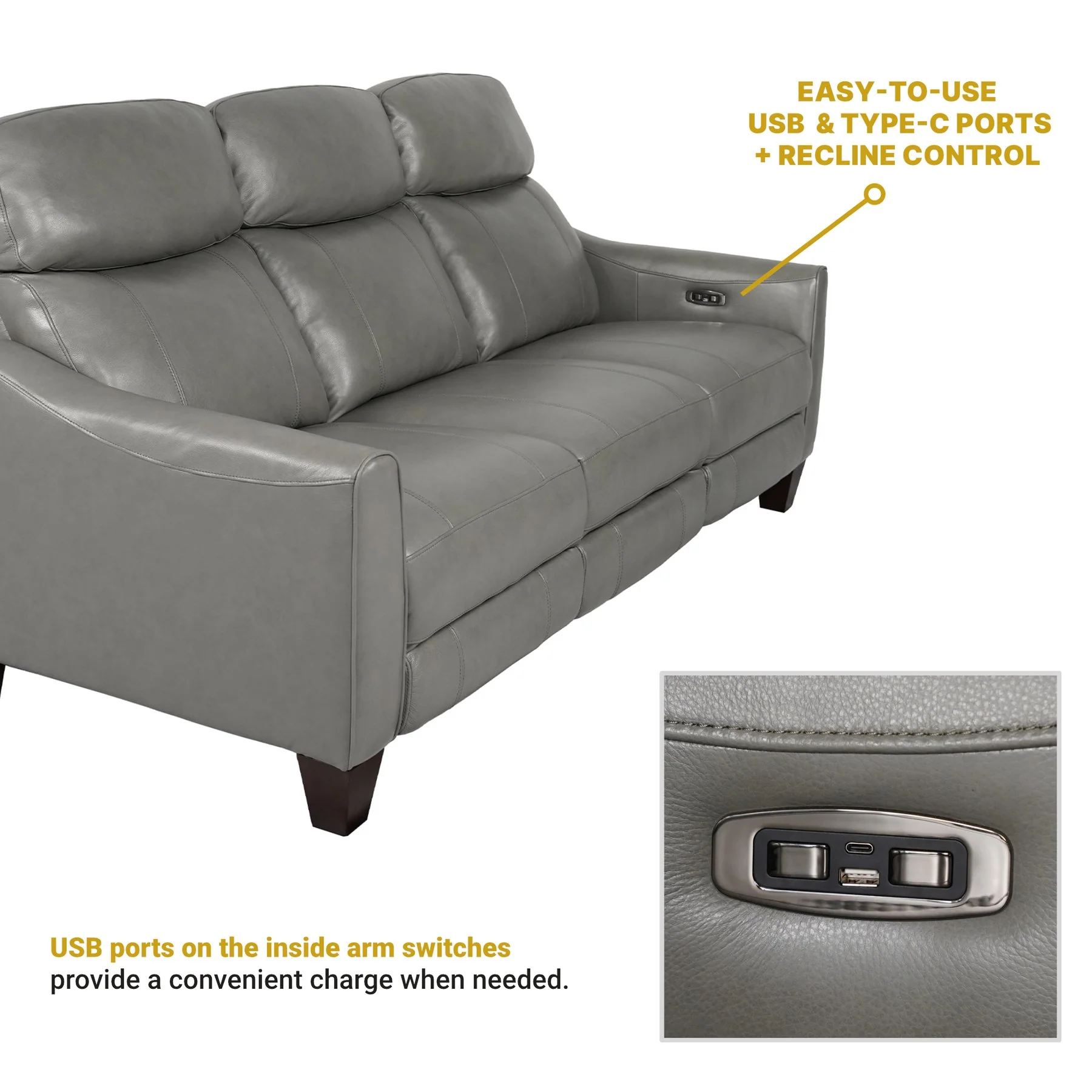 Milos 83" Zero Gravity Power Reclining Sofa in Light Gray Leather - Image 12