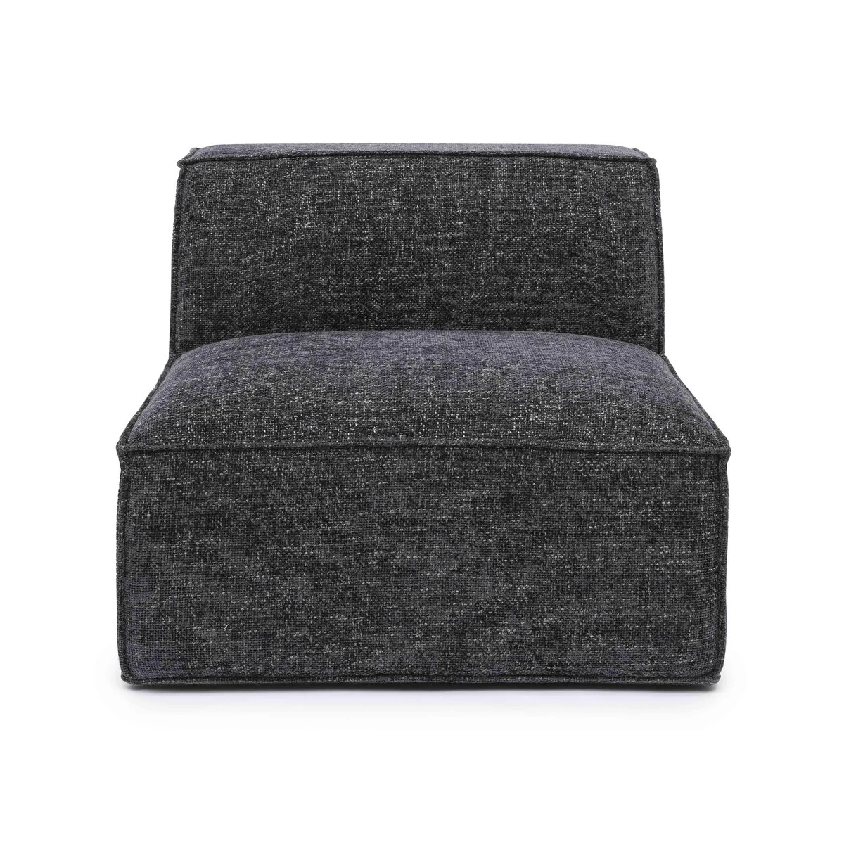 Mindy Charcoal Chenille Basketweave Armless Chair - Image 2