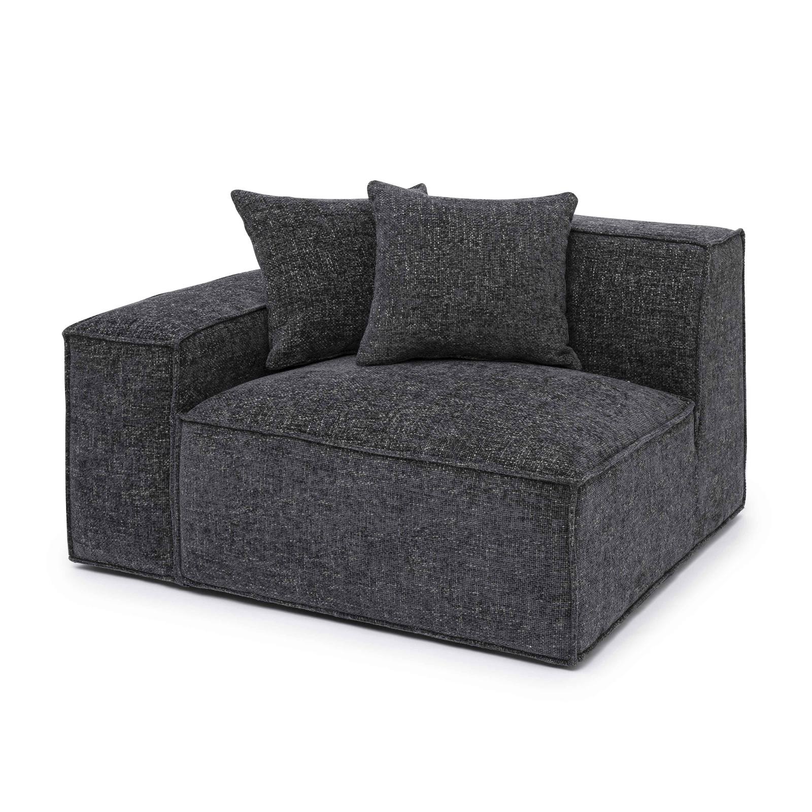Mindy Charcoal Chenille Basketweave LAF Corner Chair - Image 2