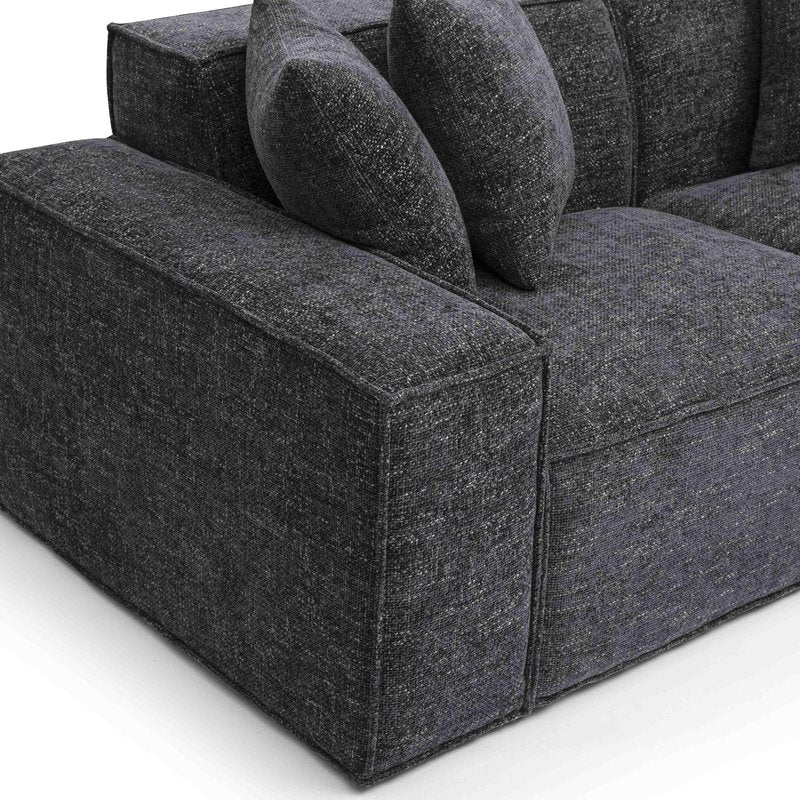 Mindy Charcoal Chenille Basketweave Modular Loveseat - Image 5
