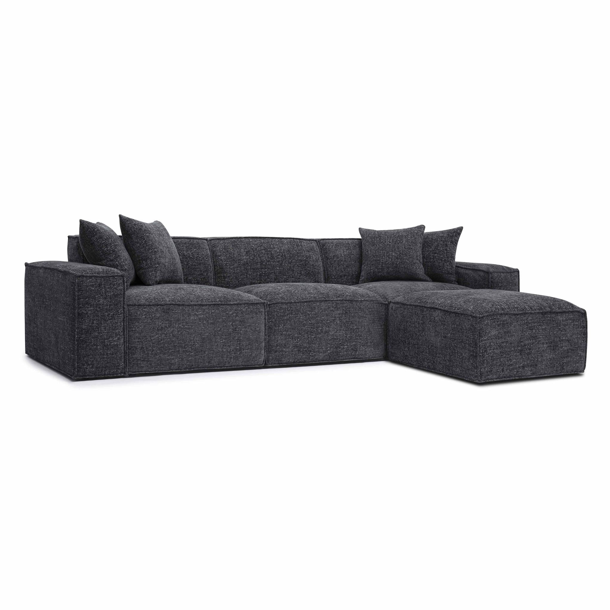 Mindy Charcoal Chenille Basketweave Modular Sectional - Image 3