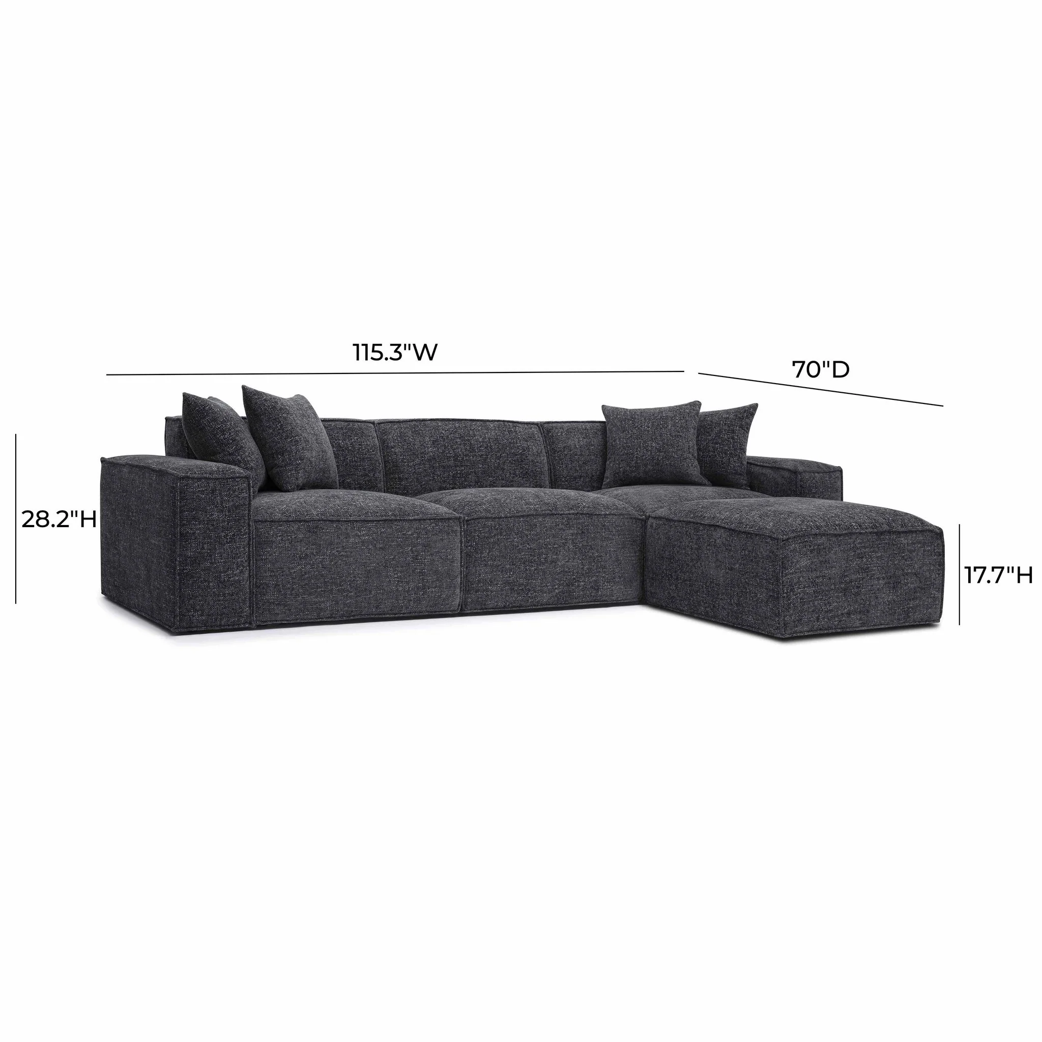 Mindy Charcoal Chenille Basketweave Modular Sectional - Image 6